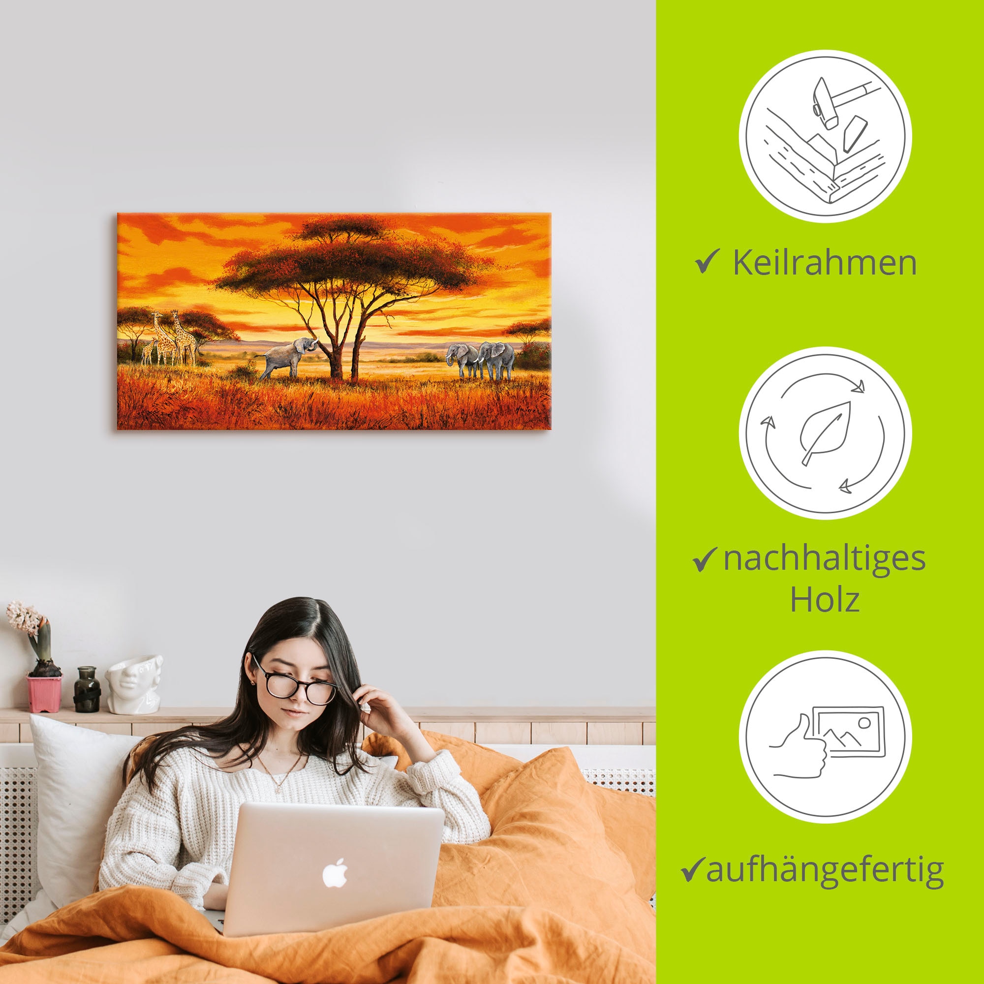 Artland Tableau sur toile »Afrikanische Landschaft II« 1 cuis tlg. als Alubild, Outdoorbild, Leinwandbild, Wandaufkleber, versch. Grössen