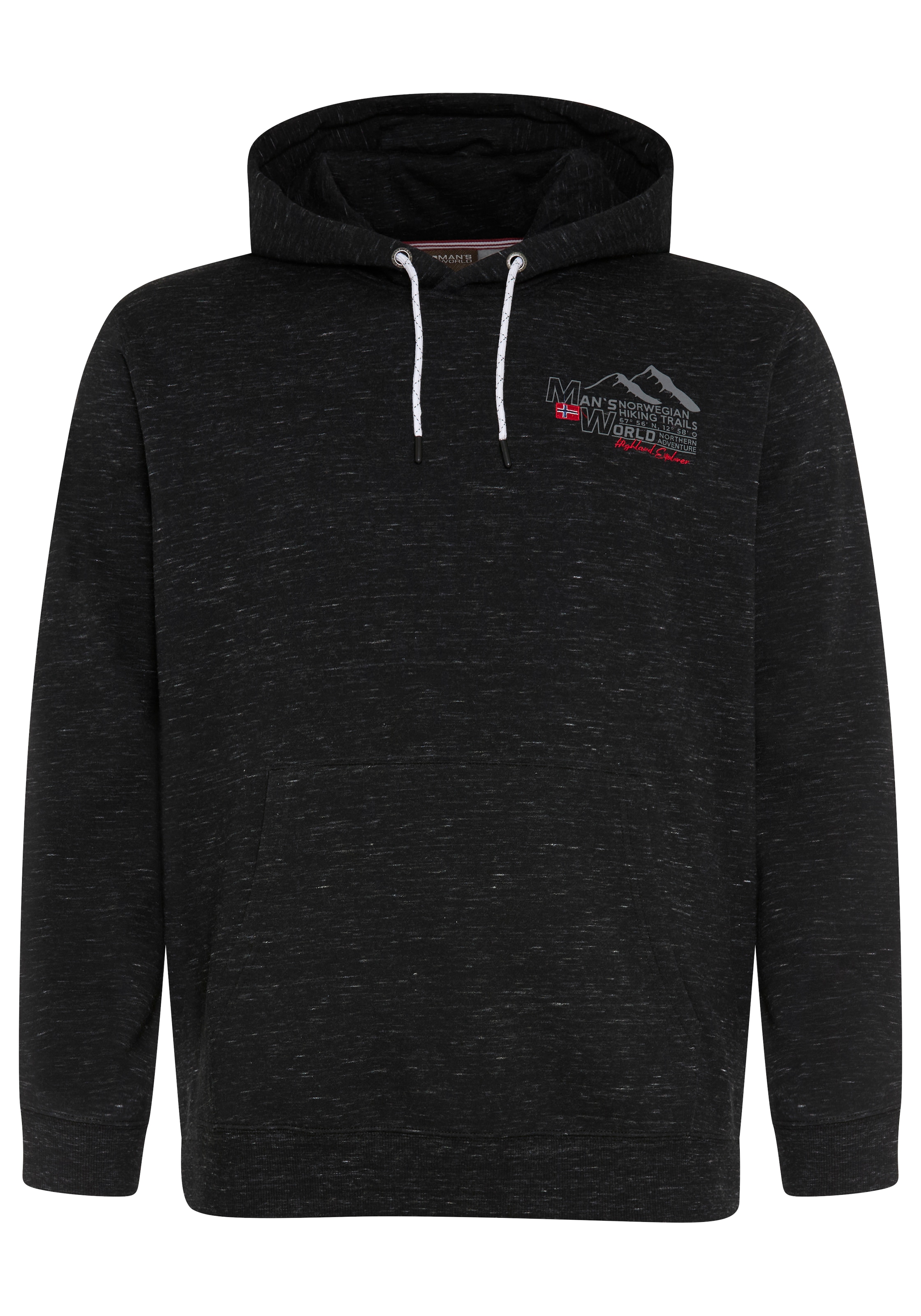 Man's World Plus Sweat à capuche , avec capuche et cordon de serrage, aspect chiné, coupe régulière
