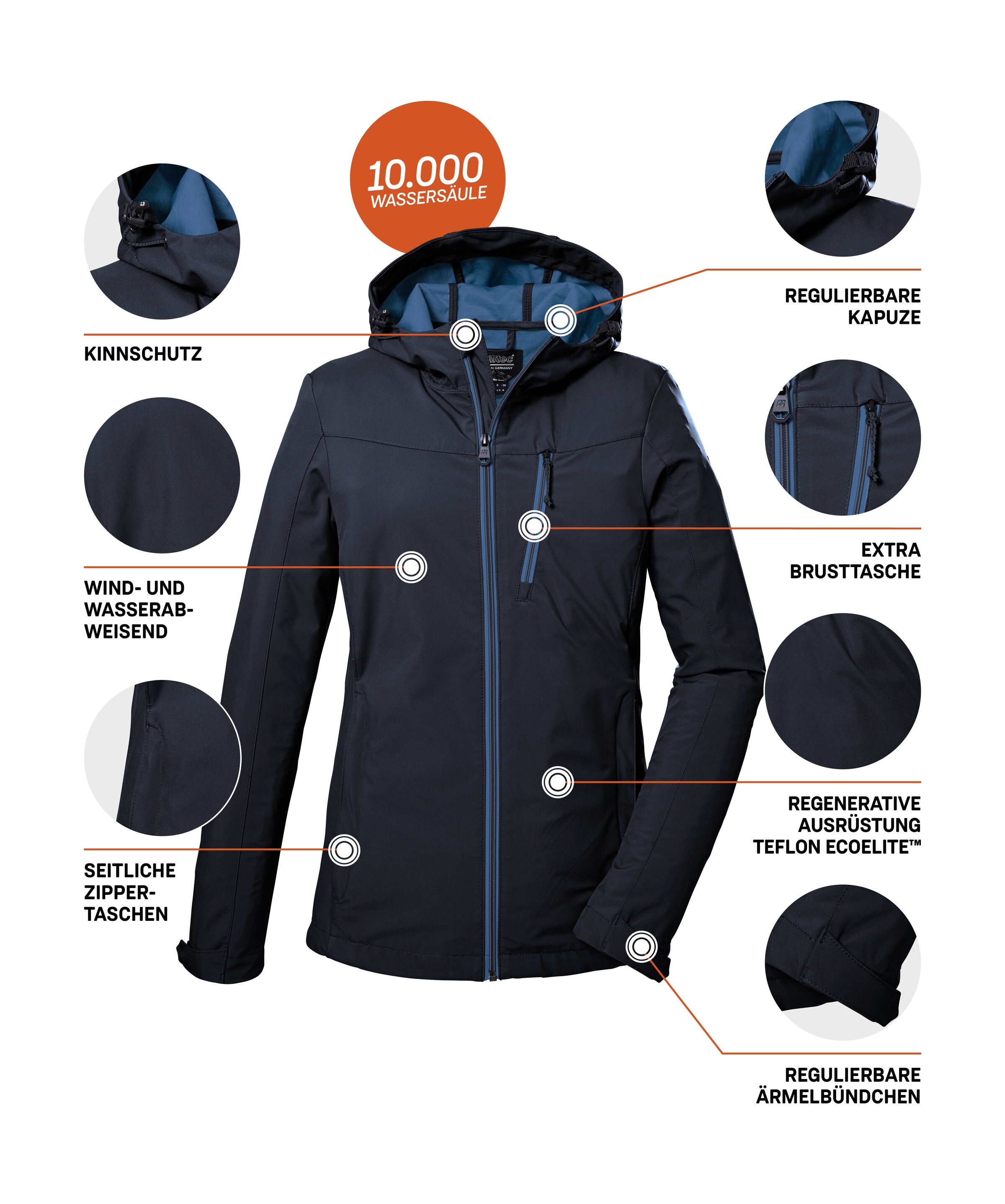 Killtec Veste softshell »KOS 89 WMN SFTSHLL JCKT« Damen Softshelljacke: Wind-und wasserdicht, atmungsaktiv