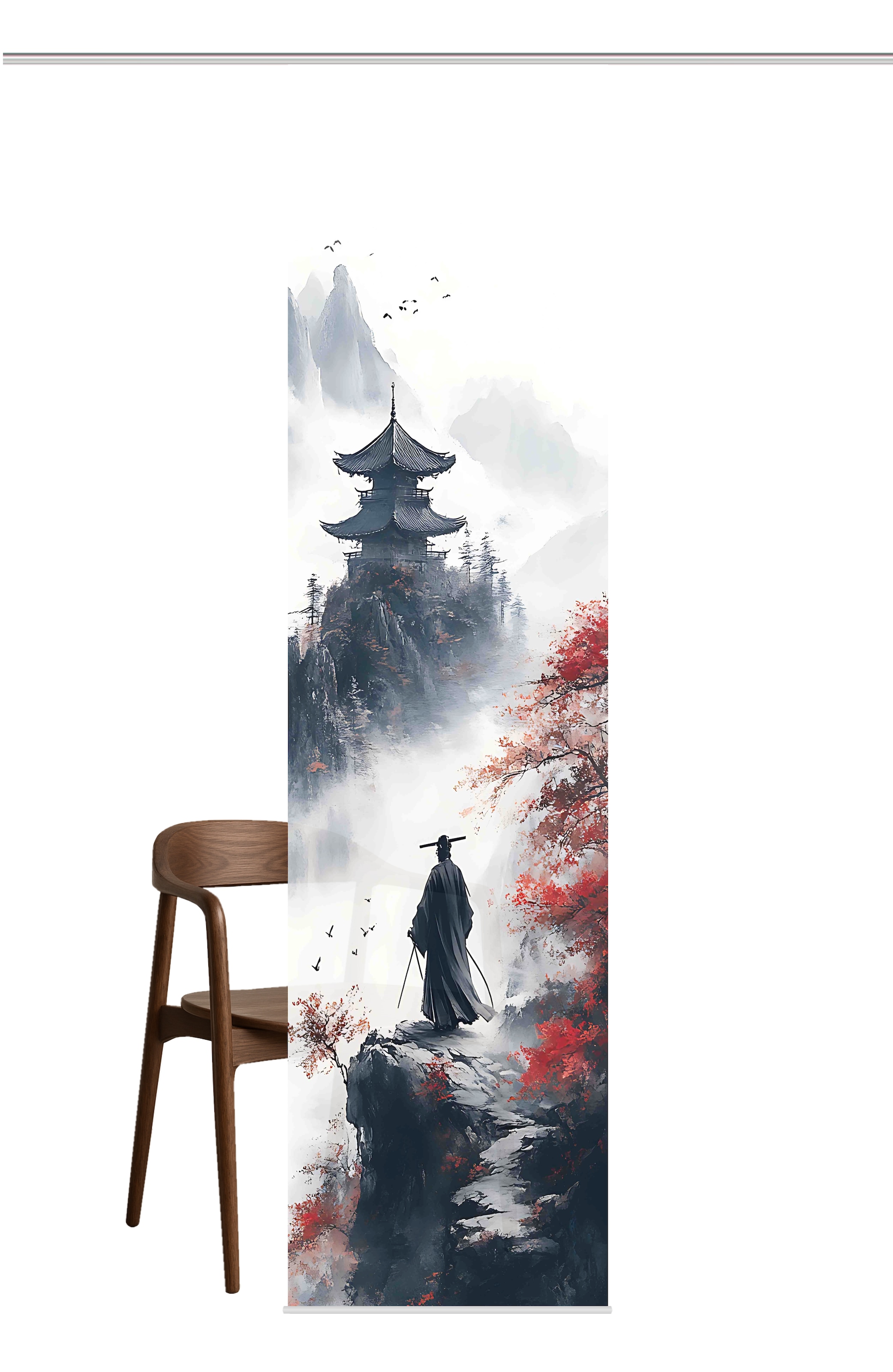HOME WOHNIDEEN Rideau coulissant »SAKURA« Support de panneau 1 cuis tlg. imprimé numérique