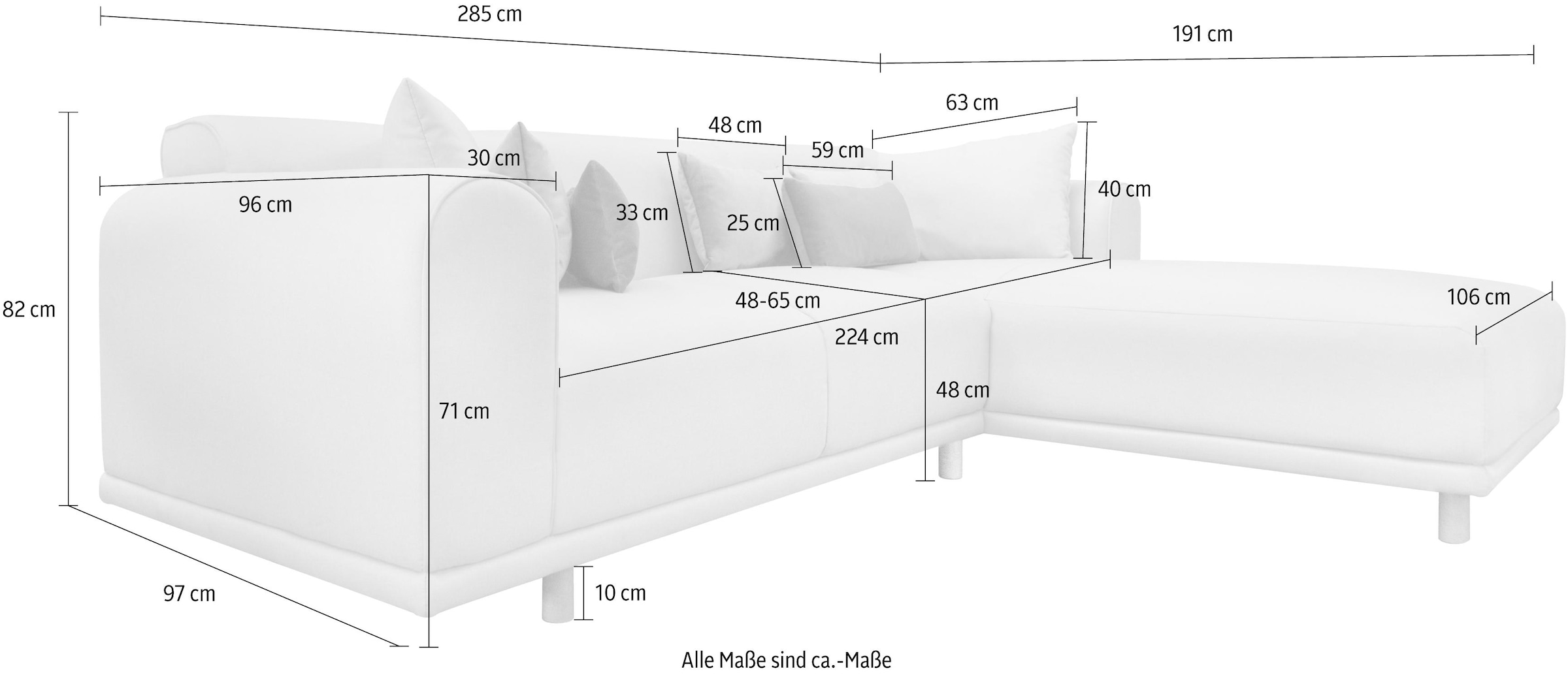 GOODproduct Canapé d'angle »Maroon L-Form« in skandinavischem Design, mit losen Kissen