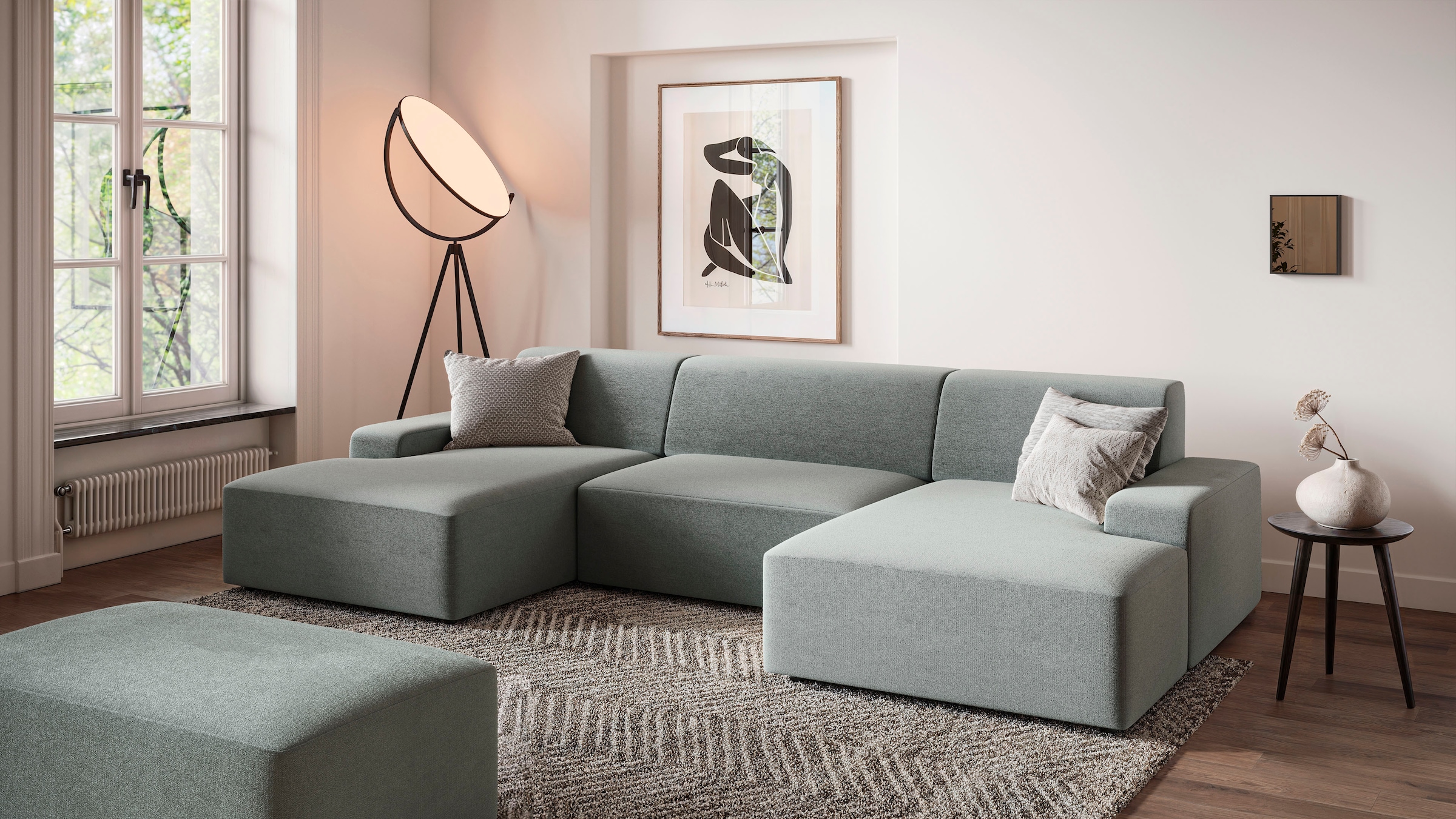 TRENDMANUFAKTUR Hocker »Wien« in trendigem Cordstoff, grosszüge Breite von 112 cm