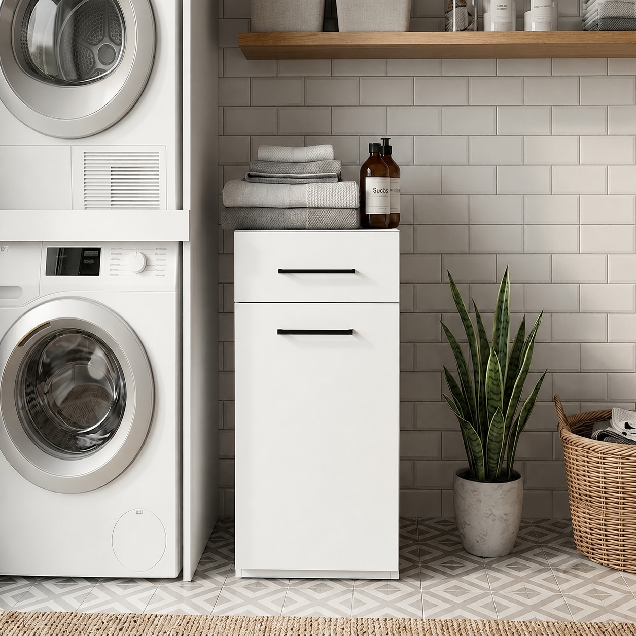 KOCHSTATION Armoire à linge »KS-Linda« largeur 40 cm, avec panier à linge intégré, parois de 25 mm d'épaisseur