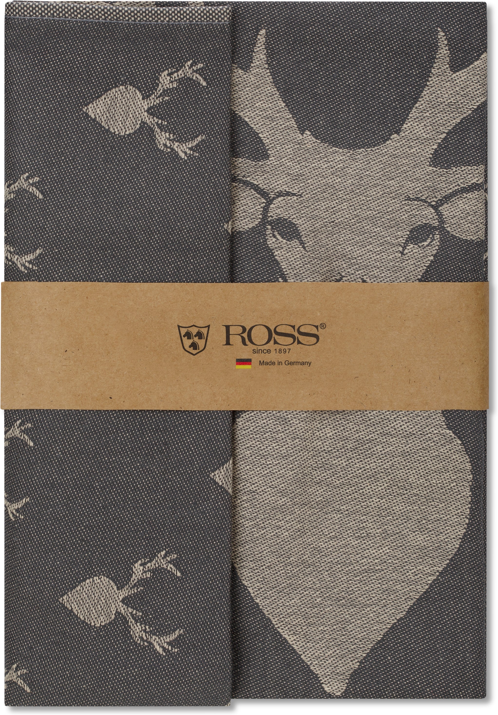 ROSS Chiffon à vaisselle »2er-Set Hirsch + Hirsch, allover«
