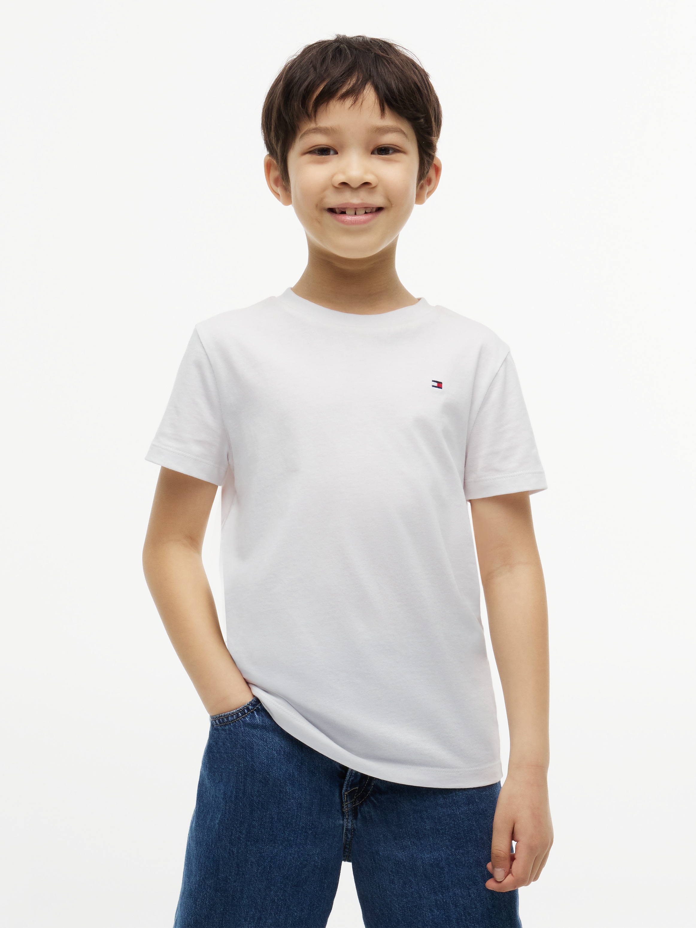 Tommy Hilfiger T-shirt encolure ronde, coupe régulière, enfants jusqu'à 16 ans, coton pur