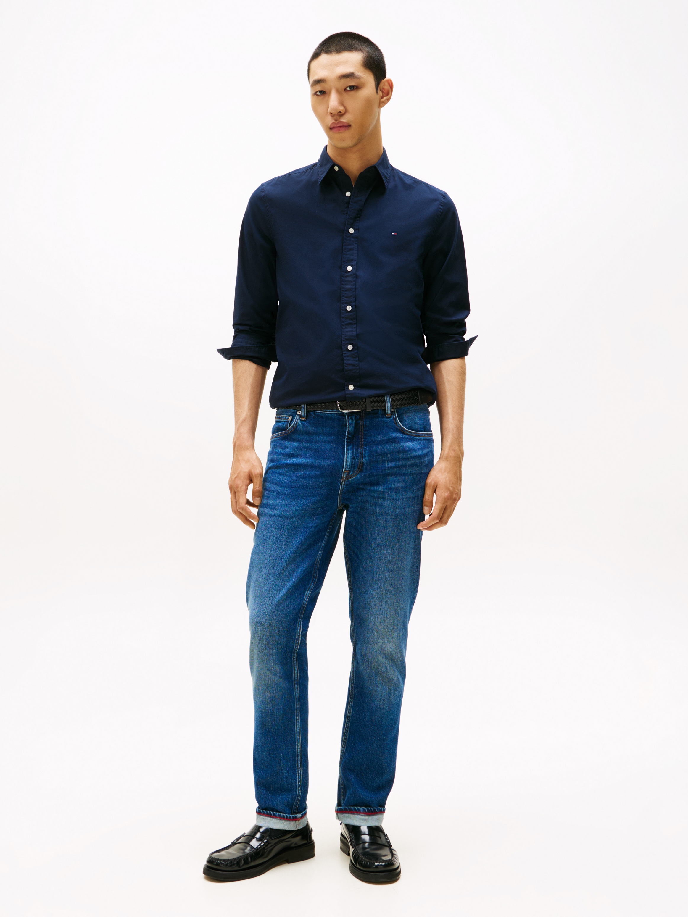 Tommy Hilfiger Chemise à manches longues »FLEX POPLIN SHIRT« coupe slim, col Kent, qualité coton
