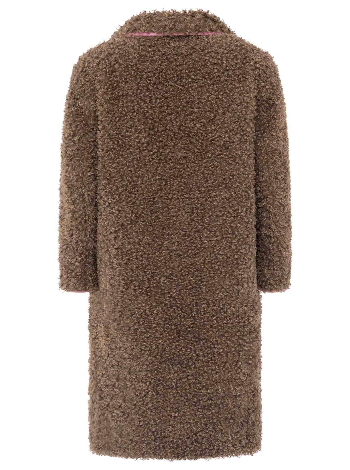 Zwillingsherz Manteau en imitation fourrure »„Happiness & Love“« Pièce tendance douillette, doublure intérieure avec motif cœur, 2 boutons