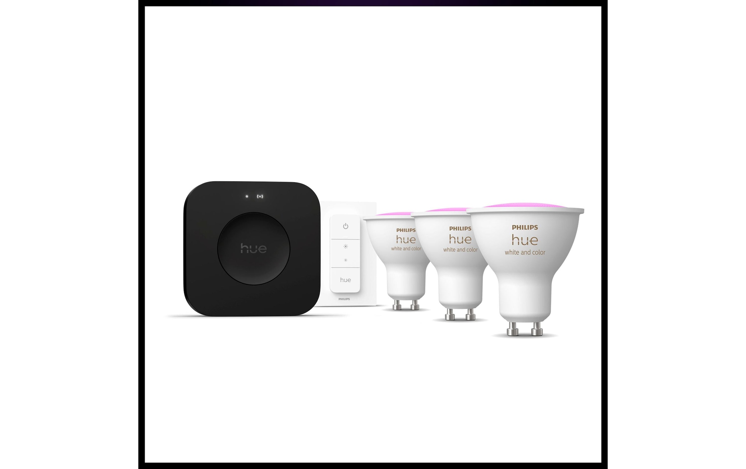 Philips Hue Lampe LED intelligente »Hue 3 GU10-Lampen + Dimmschalter + Hue Bridge Pro«