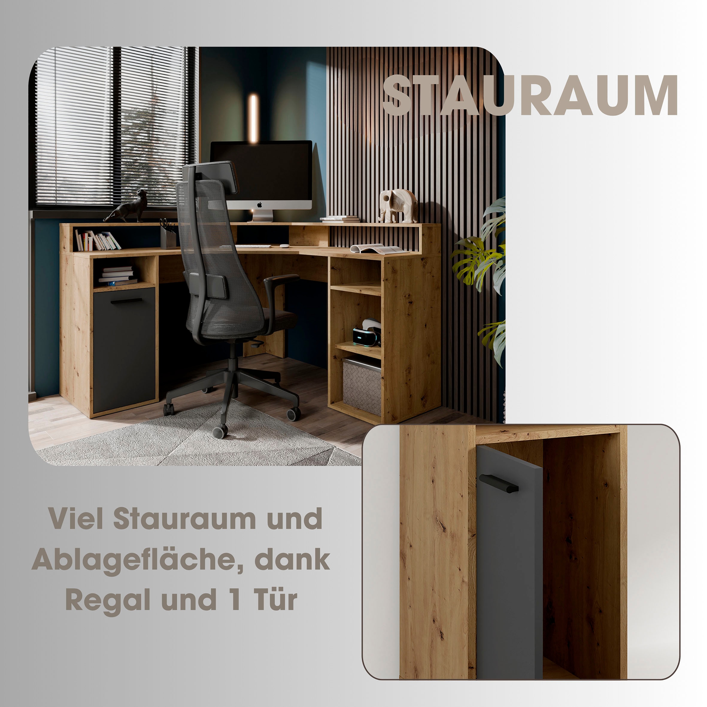 byLIVING Table de gaming »Fox« Breite 139 cm, moderner Eck-Schreibtisch