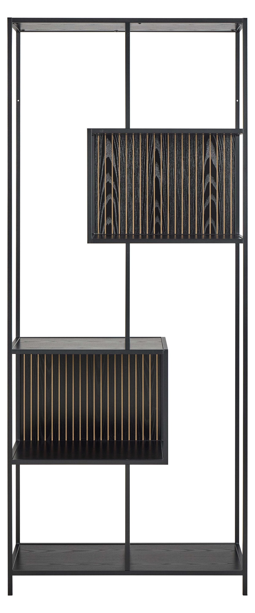 ACTONA GROUP Étagère à livres »Seaford, Standregal, Regal, Raumteiler« 77x35x185 cm,  cadre en acier noir, 5 étagères, module réversible, largeur 77 cm