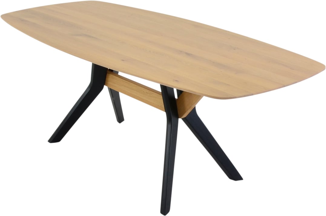 K+W Komfort & Wohnen Table de salle à manger Bois massif avec plateau de table en forme de bateau en mix de matériaux