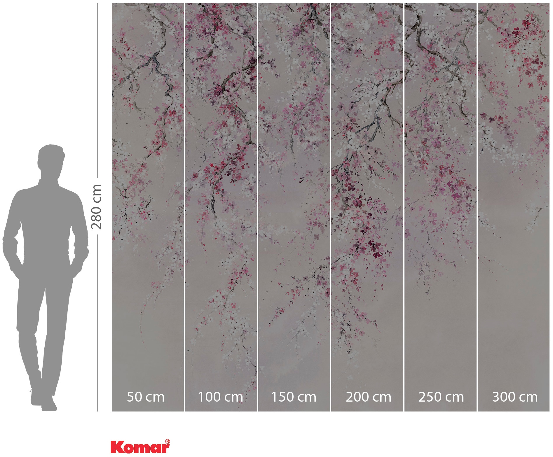 Komar Vliestapete »Digitaldruck Vlies -  Kirschblüten - Grösse 300 x 280 cm« bedruckt glatt Wohnzimmer, Schlafzimmer