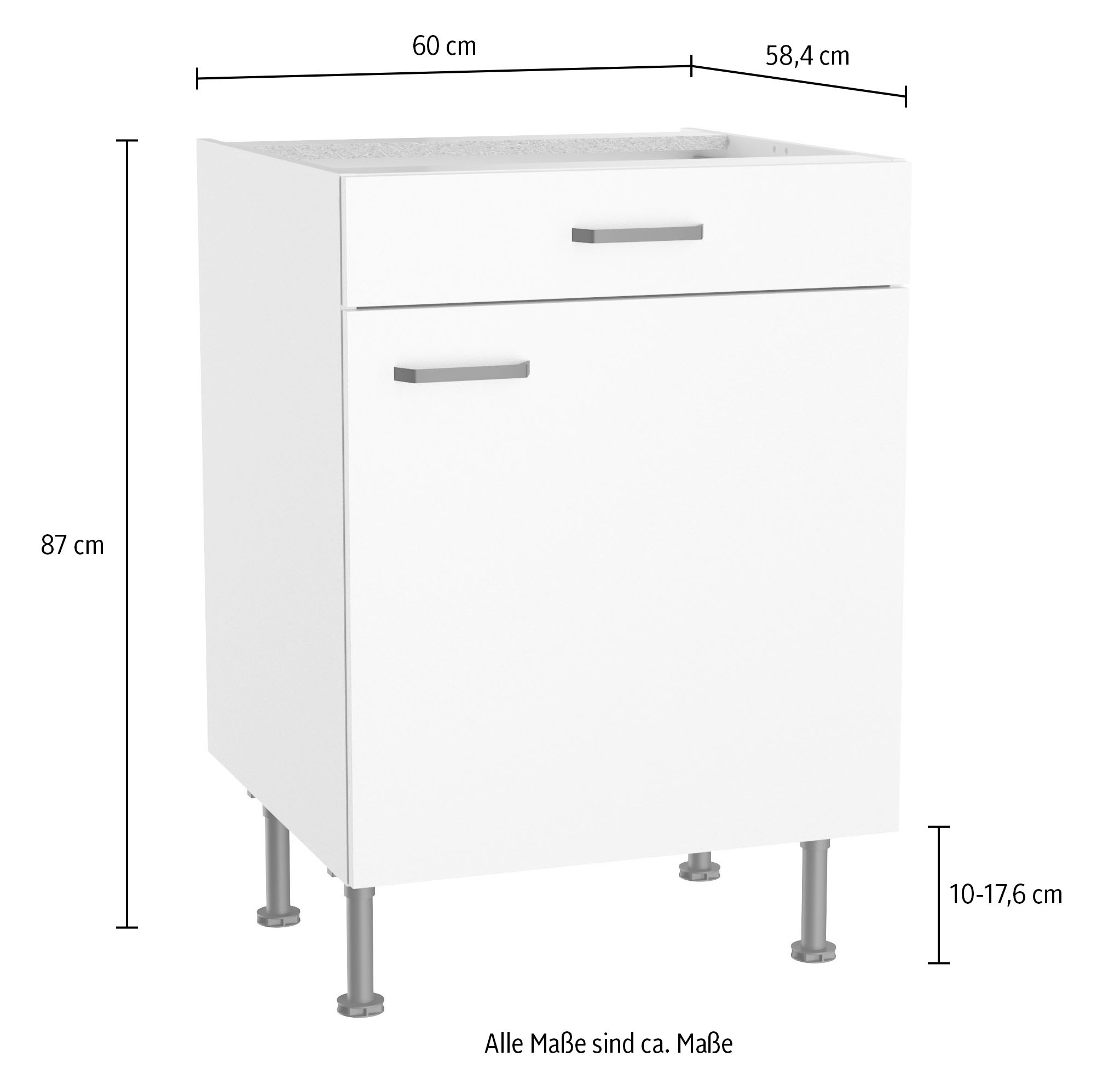 KOCHSTATION Armoire basse »KS-Paula« 60 cm breit, 87 cm hoch, mit 1 Schubkasten, 1 Tür, 1 Einlegeboden