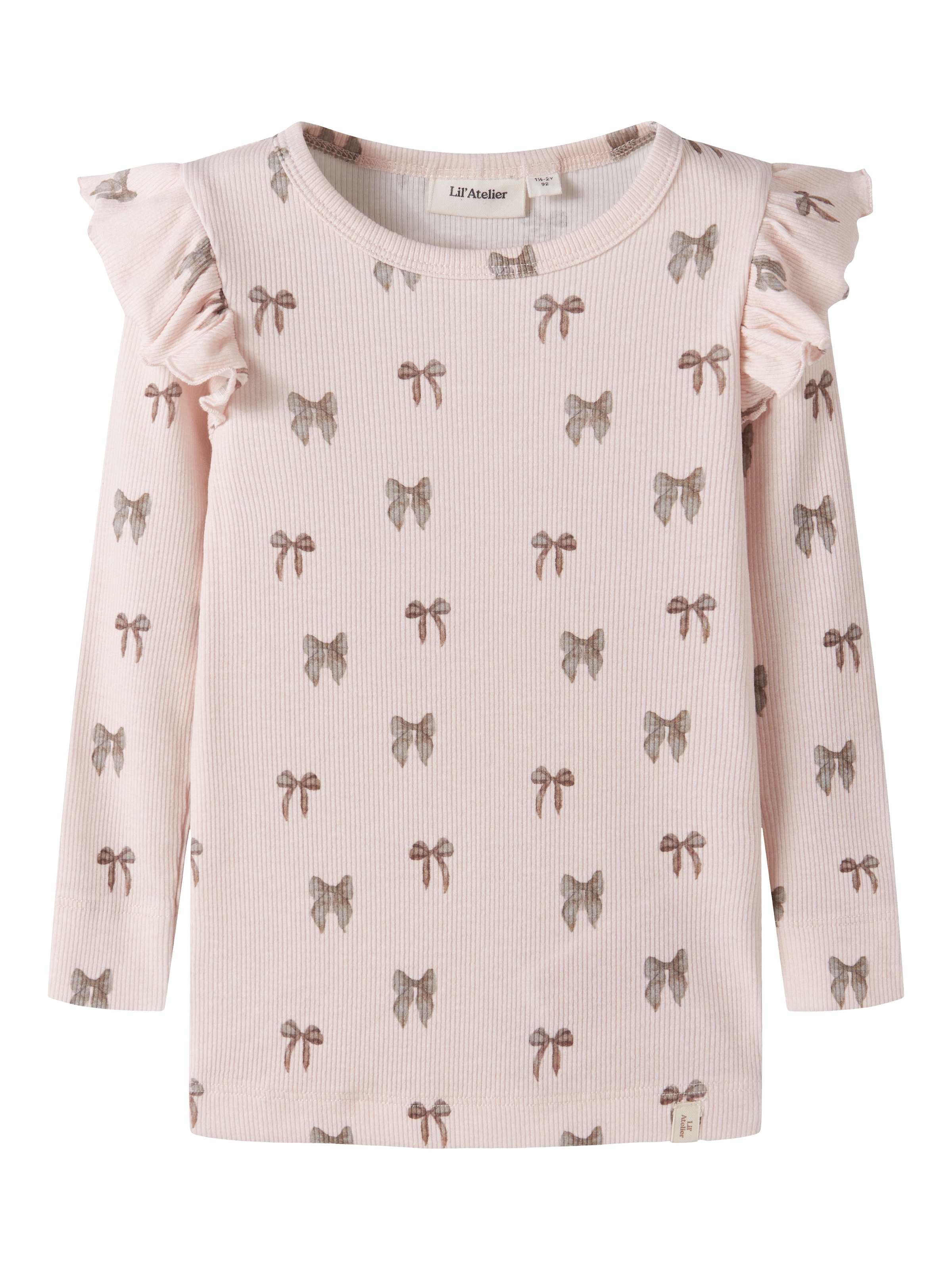 Lil' Atelier T-shirt à manches longues »NMFGAVO EKO LS SLIM TOP LIL NOOS« avec volants, jersey côtelé doux, coupe slim