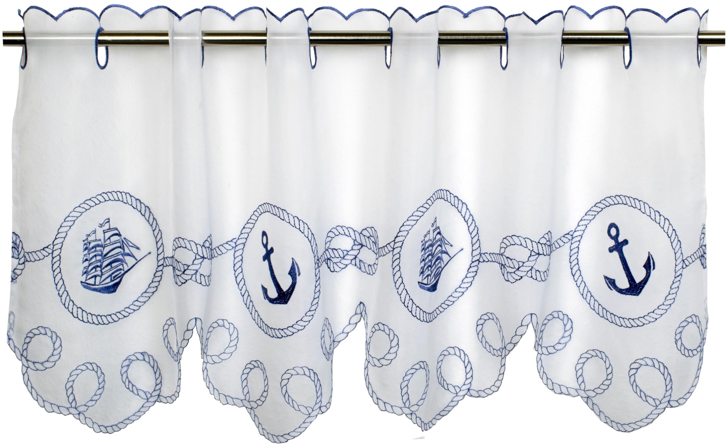 Delindo Lifestyle Rideau à vitres »ANKER  SEGELSCHIFF« Passage tige 1 cuis tlg. HxB: 45x115, mit Stangendurchzug, für die Küche