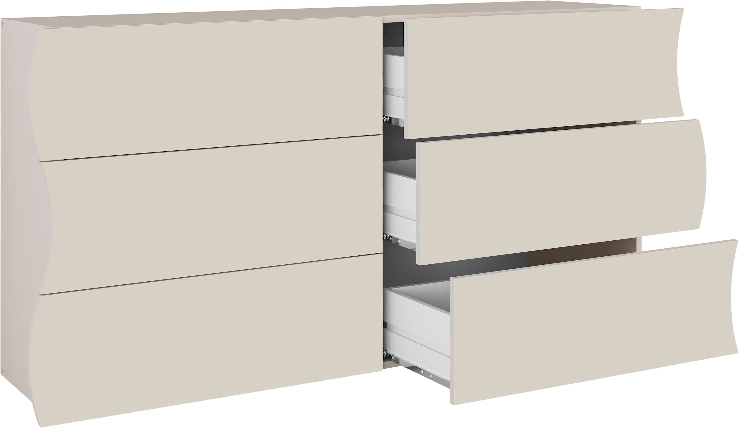Home affaire Commode »Onda« Onda, largeur 154 cm, cachemire, avec 6 tiroirs, fabriqué en Italie