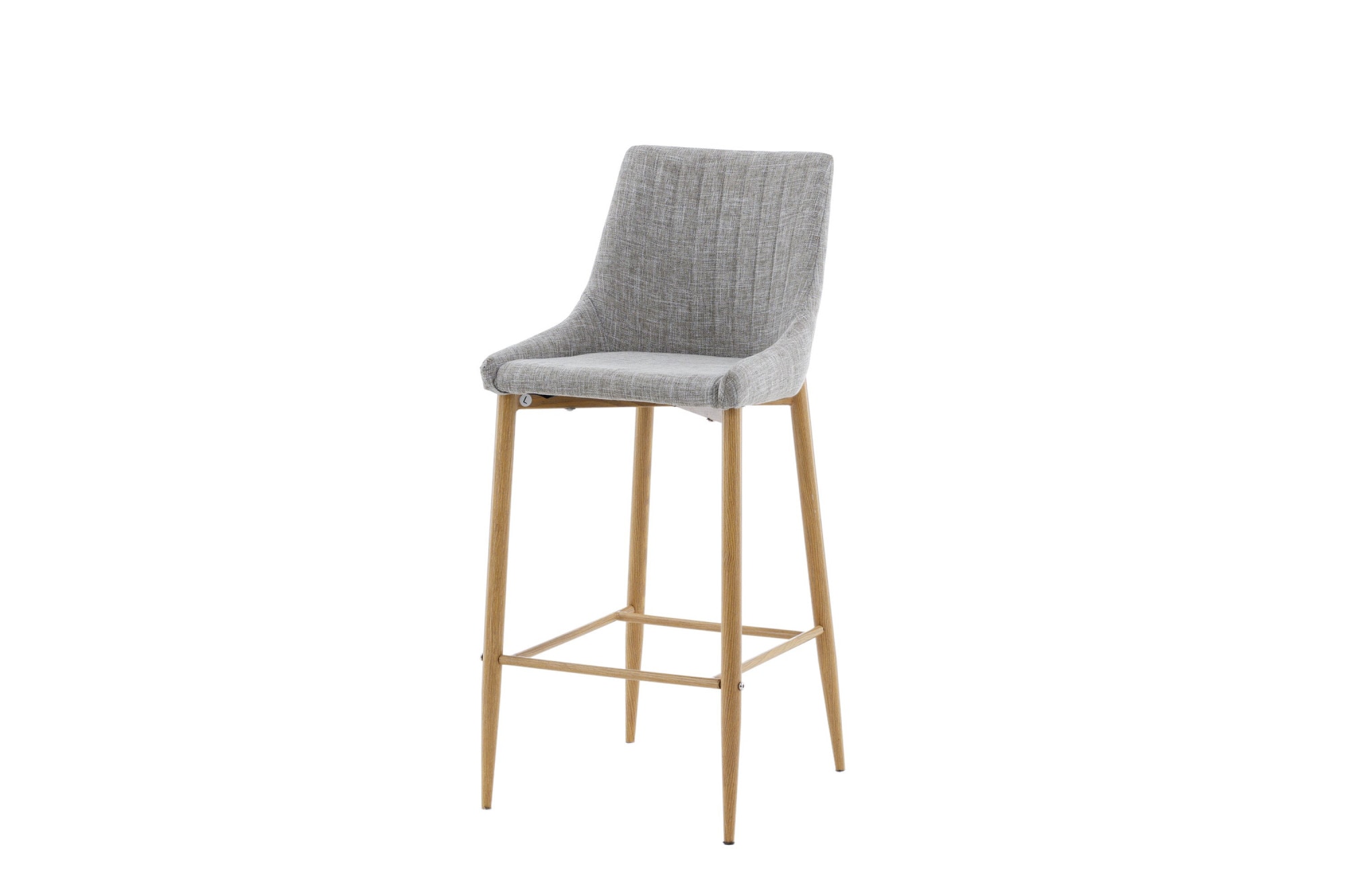 Venture Home Tabouret de bar »Plaza, 2er-Set Barhocker in Hellgrau-Stoff, Eichen-Optik-Beine« Ensemble, 2 cuis tlg. Tabouret de bar, revêtement en tissu, pieds métal effet bois, repose-pieds, moderne