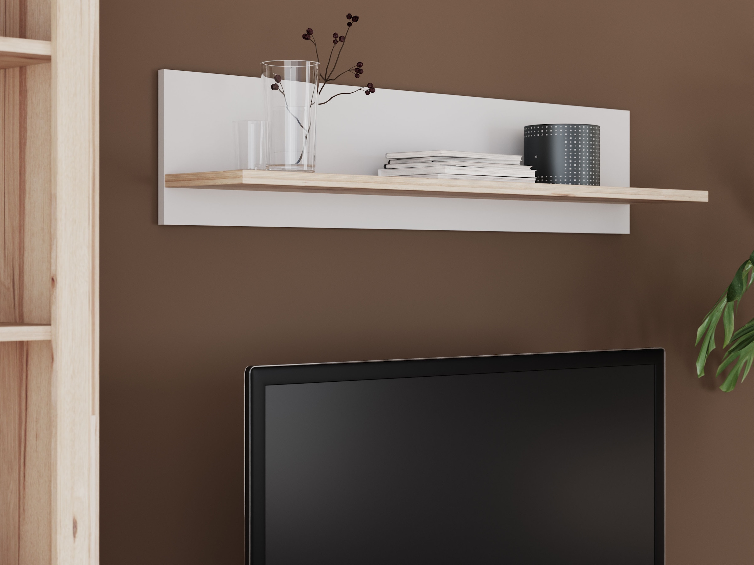 FORTE Tableau mural »Vankka Regal Wandmontage« L/H/P 120/25,6/21,9 cm,  Étagère murale, décoration bicolore, montage facile