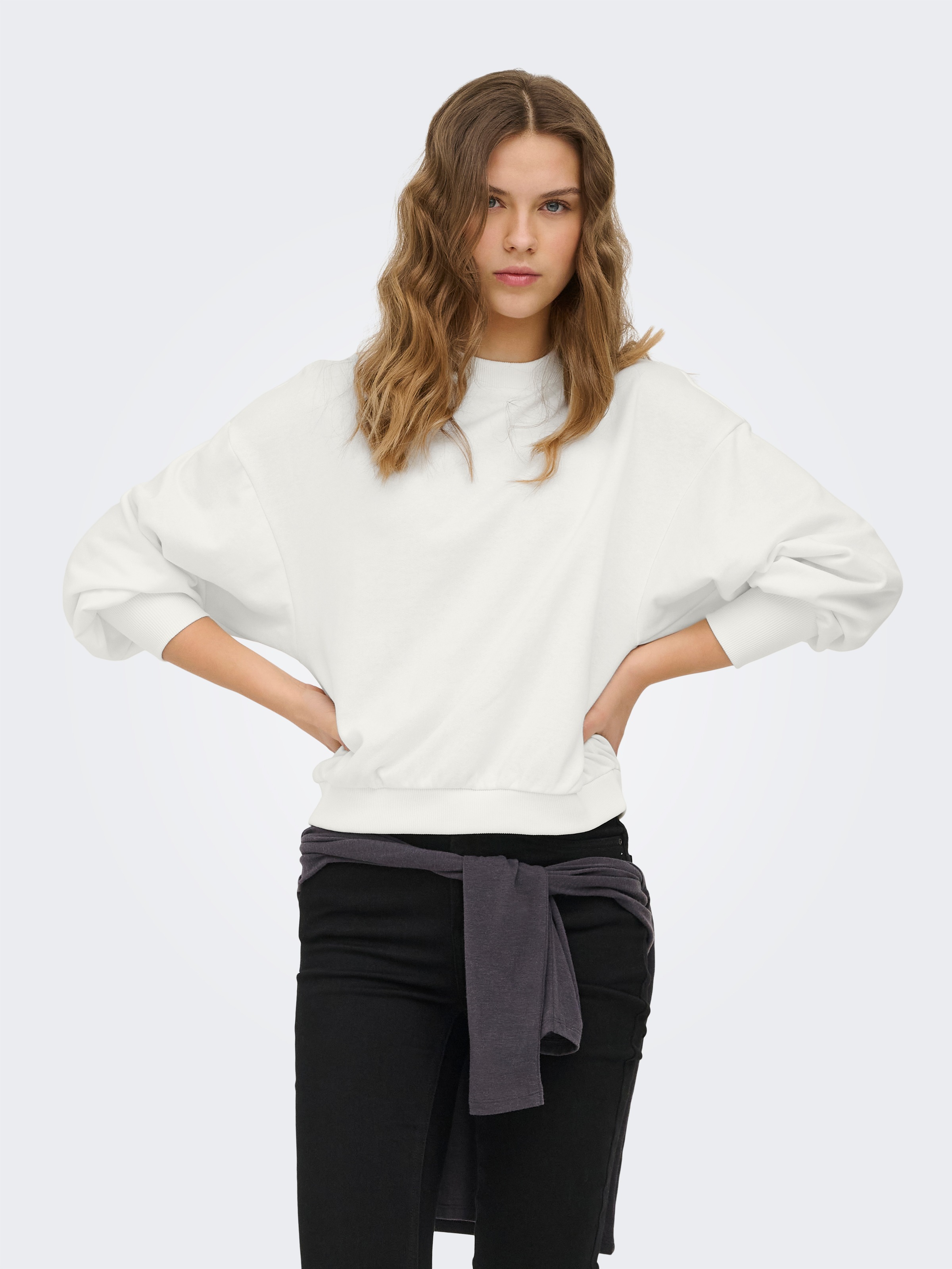 ONLY Sweat-shirt »ONLBROOKE L/S O-NECK SOLID 2 PACK SWT«, 2 mélange coton, coupe régulière
