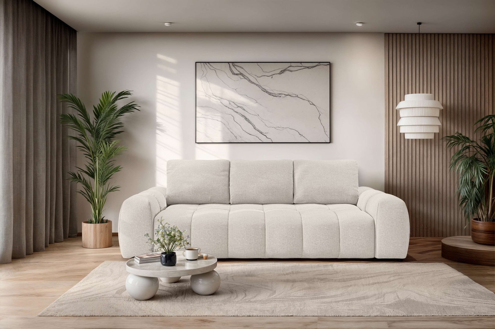 GOODproduct 3-Sitzer »AZITA optionale Schlafsofa mit Bettkasten, Breite 253cm« Sofa mit Wellenunterfederung, Bubble-Optik, Verlässliche Qualität