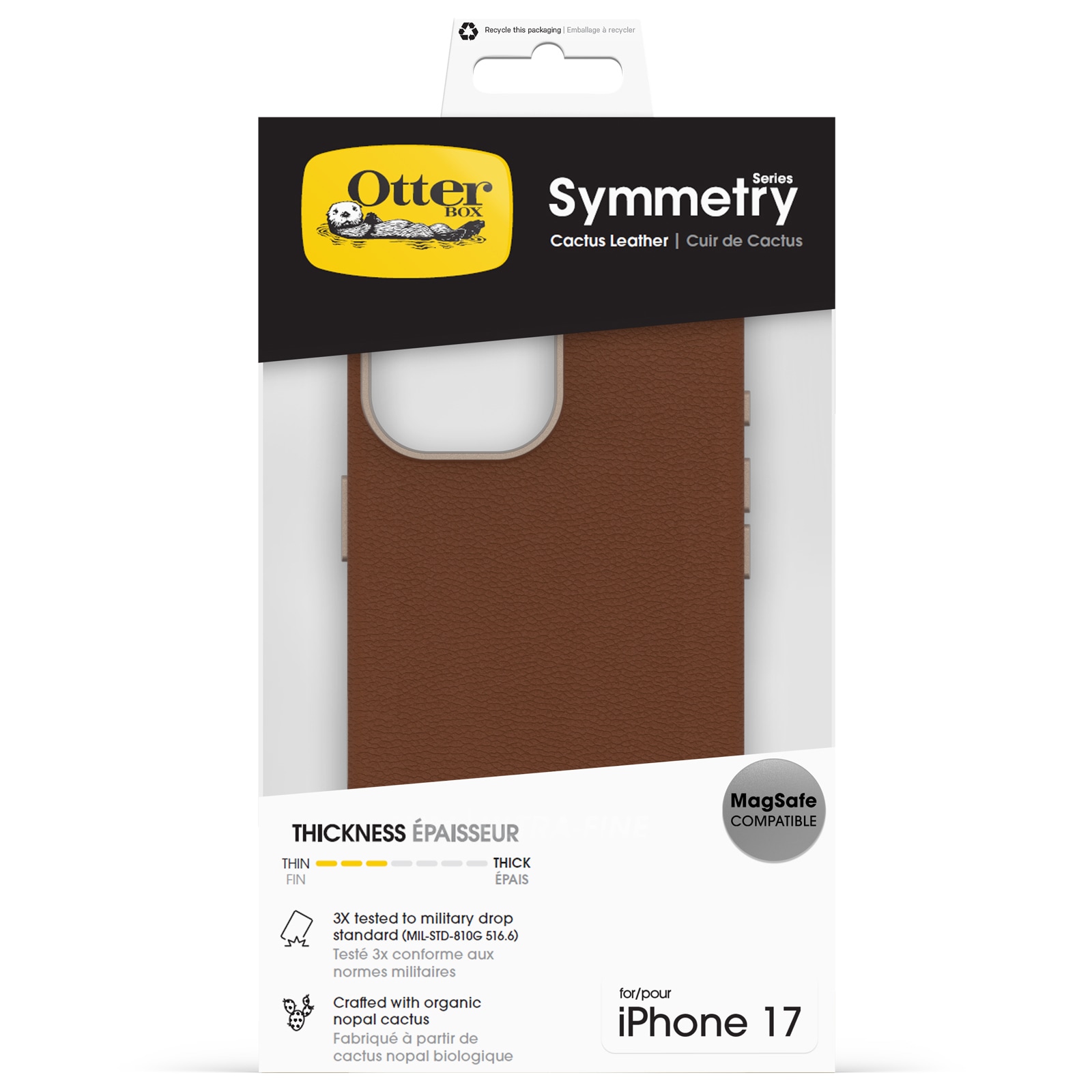 Otterbox Housse pour téléphone portable »Symmetry Series Cactus Leather mit MagSafe für Apple iPhone 17« Backcover, Schutzhülle, Handyschutzhülle, Case, Schutzcase, stossfest