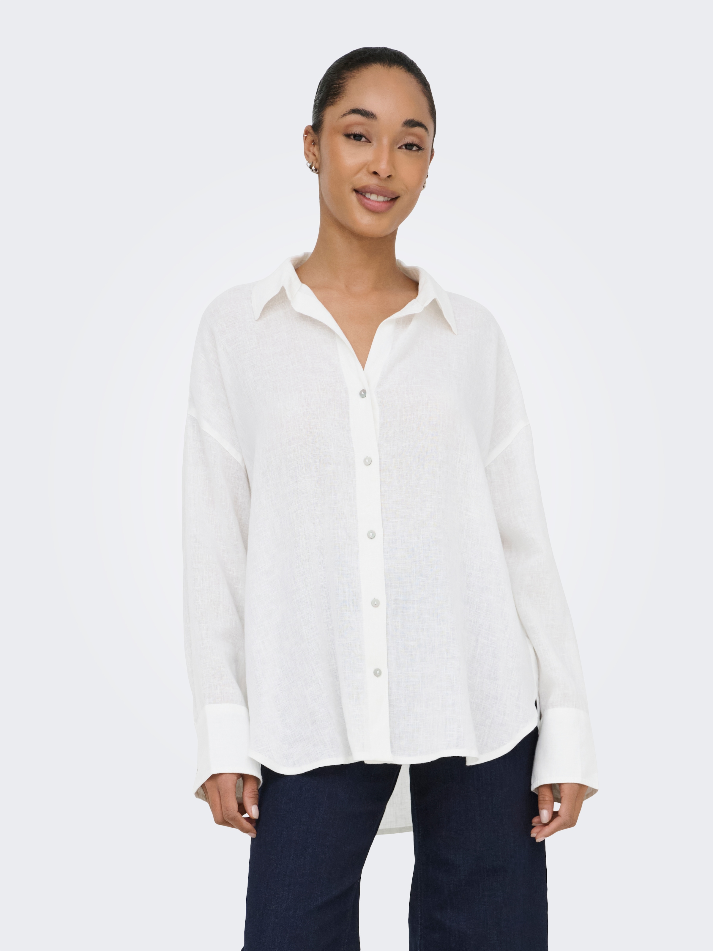 ONLY Blouse chemise »ONLBRUXELLES V- LS LIN BL SHIRT PNT NOOS« avec lin