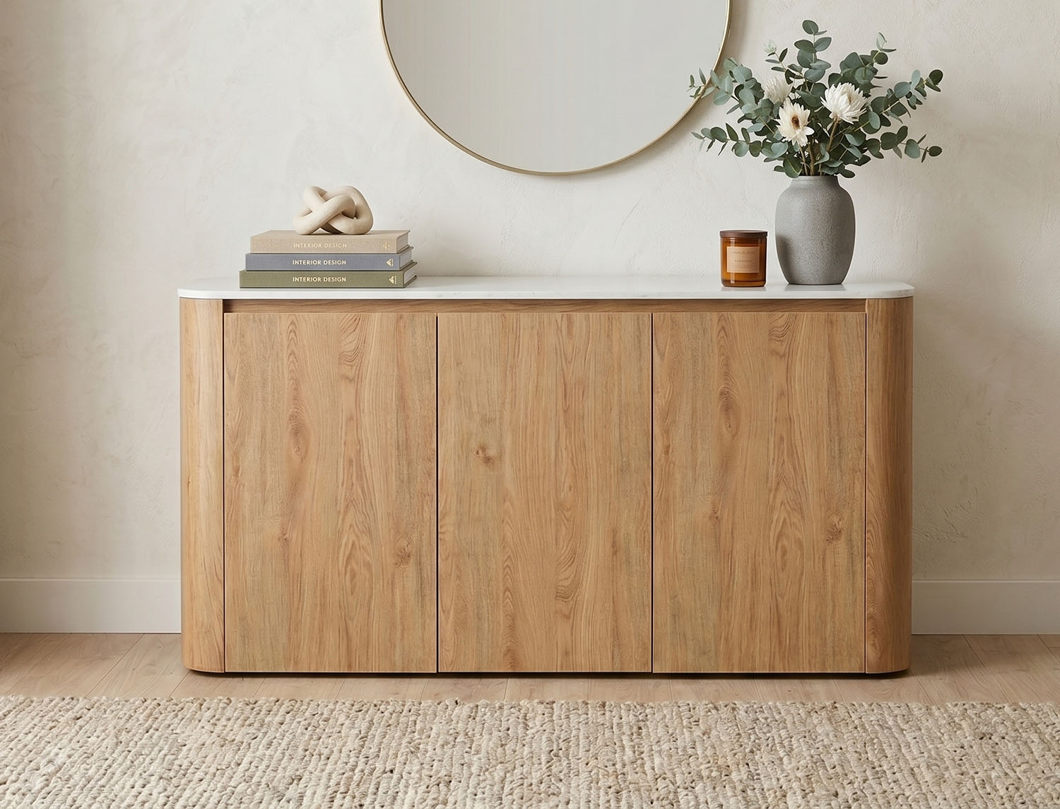 Jahnke Buffet »TRESOR SB 150« Buffet bas, aspect marbre, sans poignées, 3 portes, largeur : 150 cm