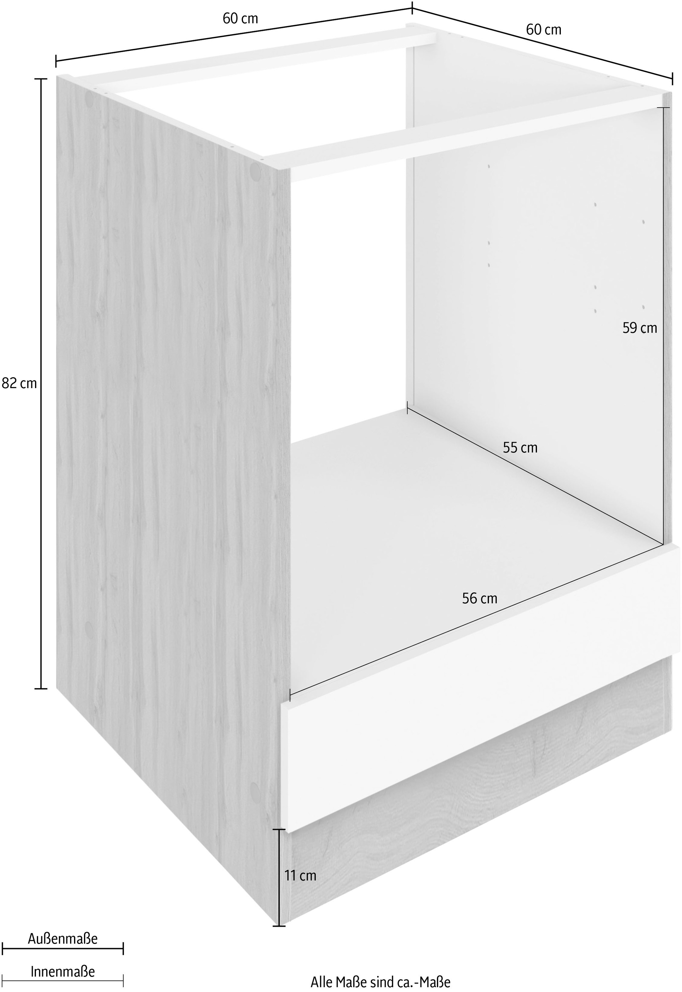 KOCHSTATION Armoire encastrée pour cuisinière »KS-Luhe« 60 cm de large