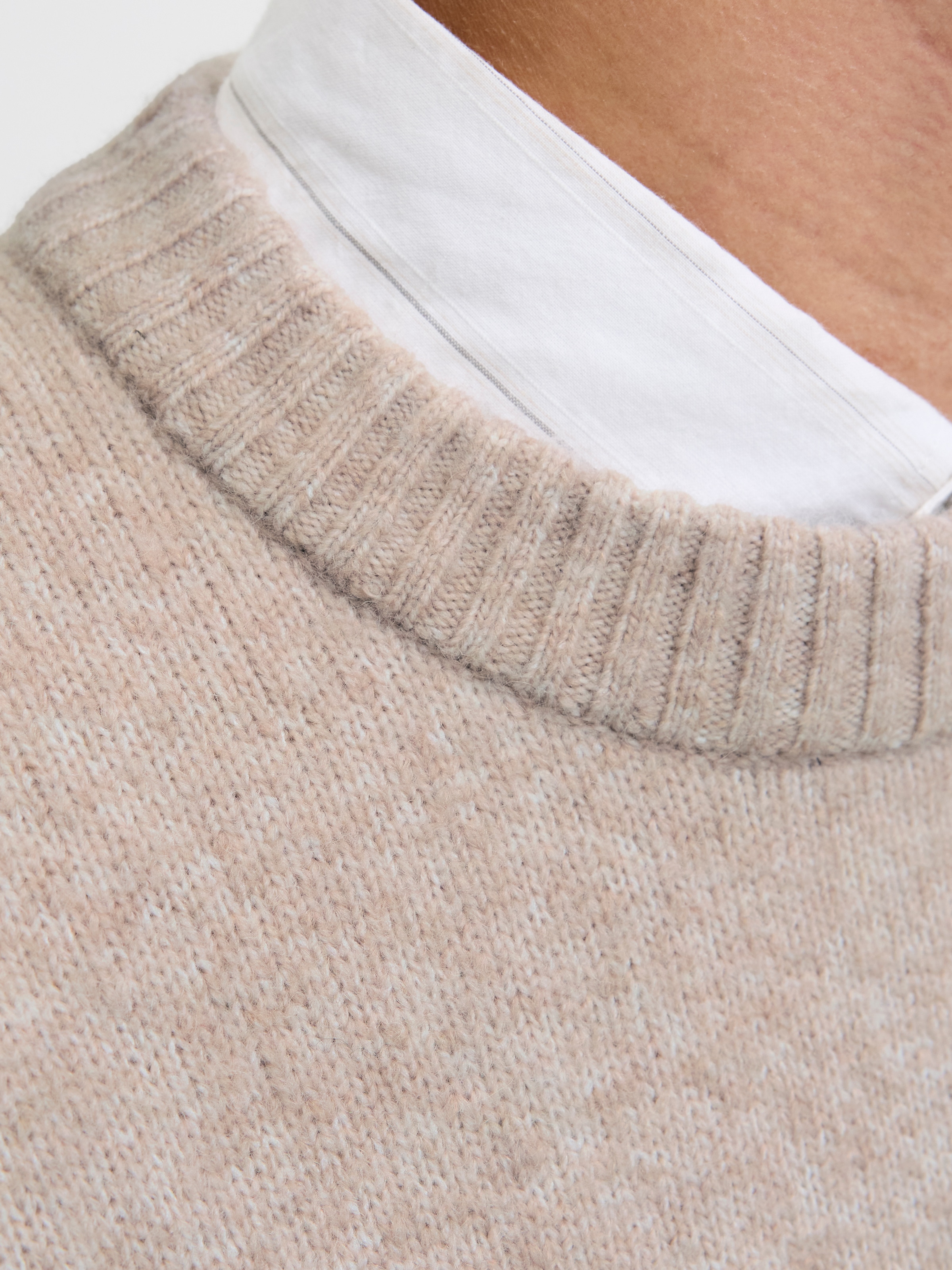 Jack & Jones Rundhalspullover »JJESOHO OLLIE KNIT CREW NECK SN« Materialmix, relaxed fit