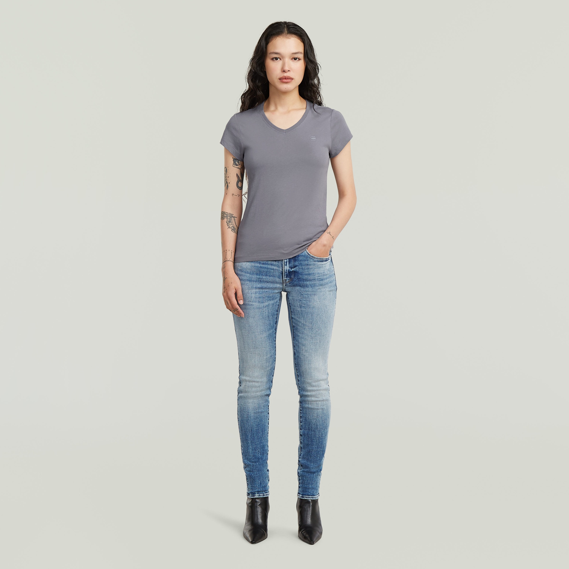 G-STAR T-shirt en V »Eyben« mit Label