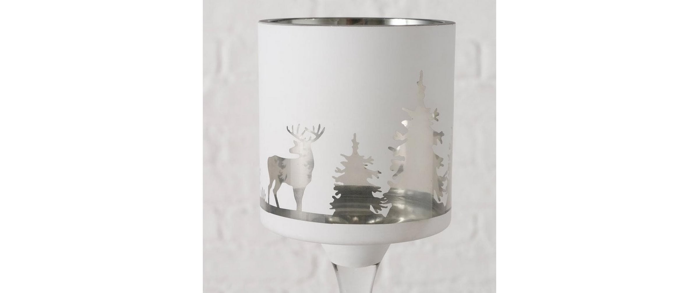 BOLTZE Photophore »Weihnachtswindlicht Minou 2-teilig, Silber/Weiss«