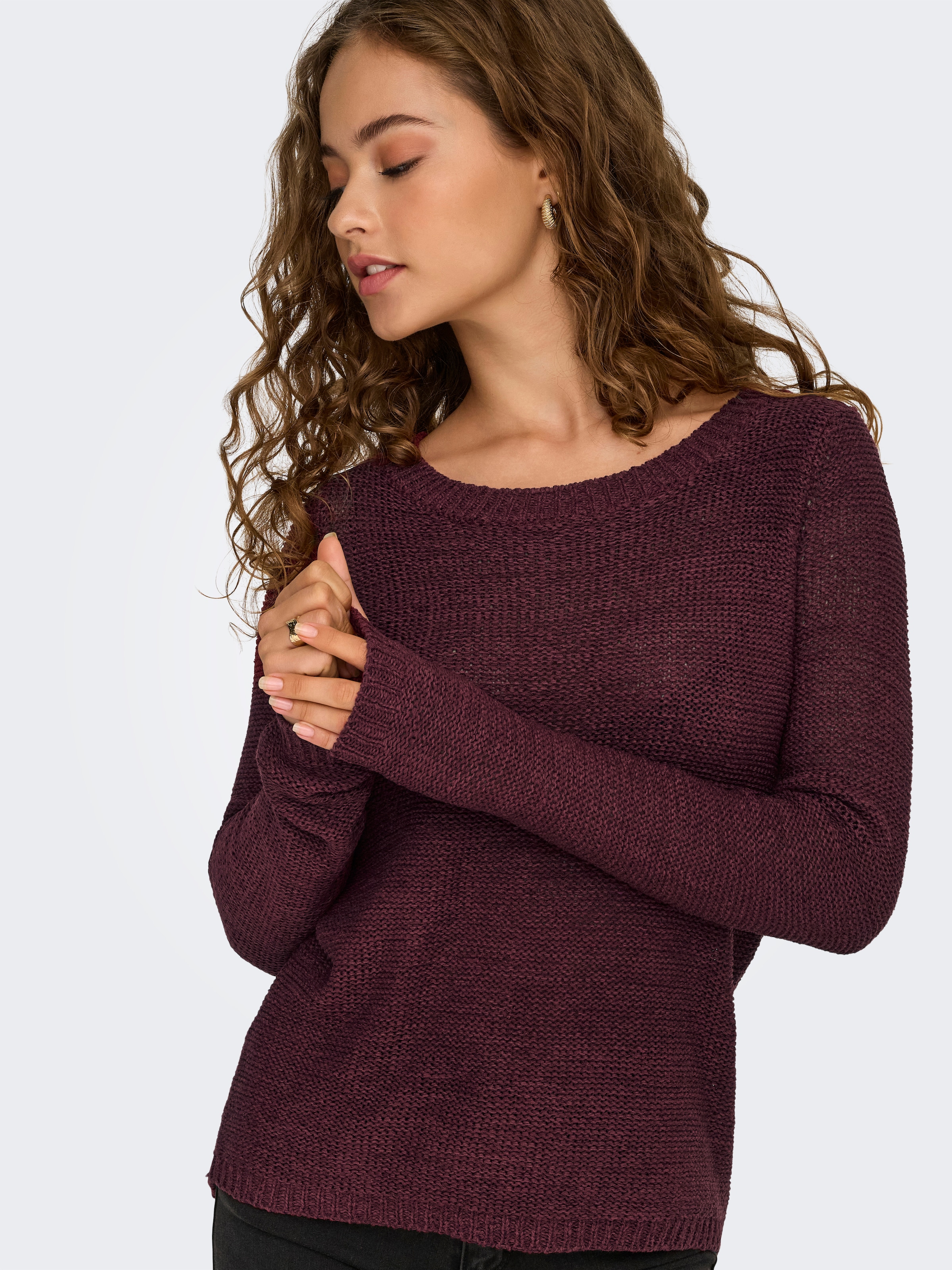 ONLY Strickpullover »ONLGEENA XO L/S PULLOVER KNT NOOS« Materialmix, regular fit