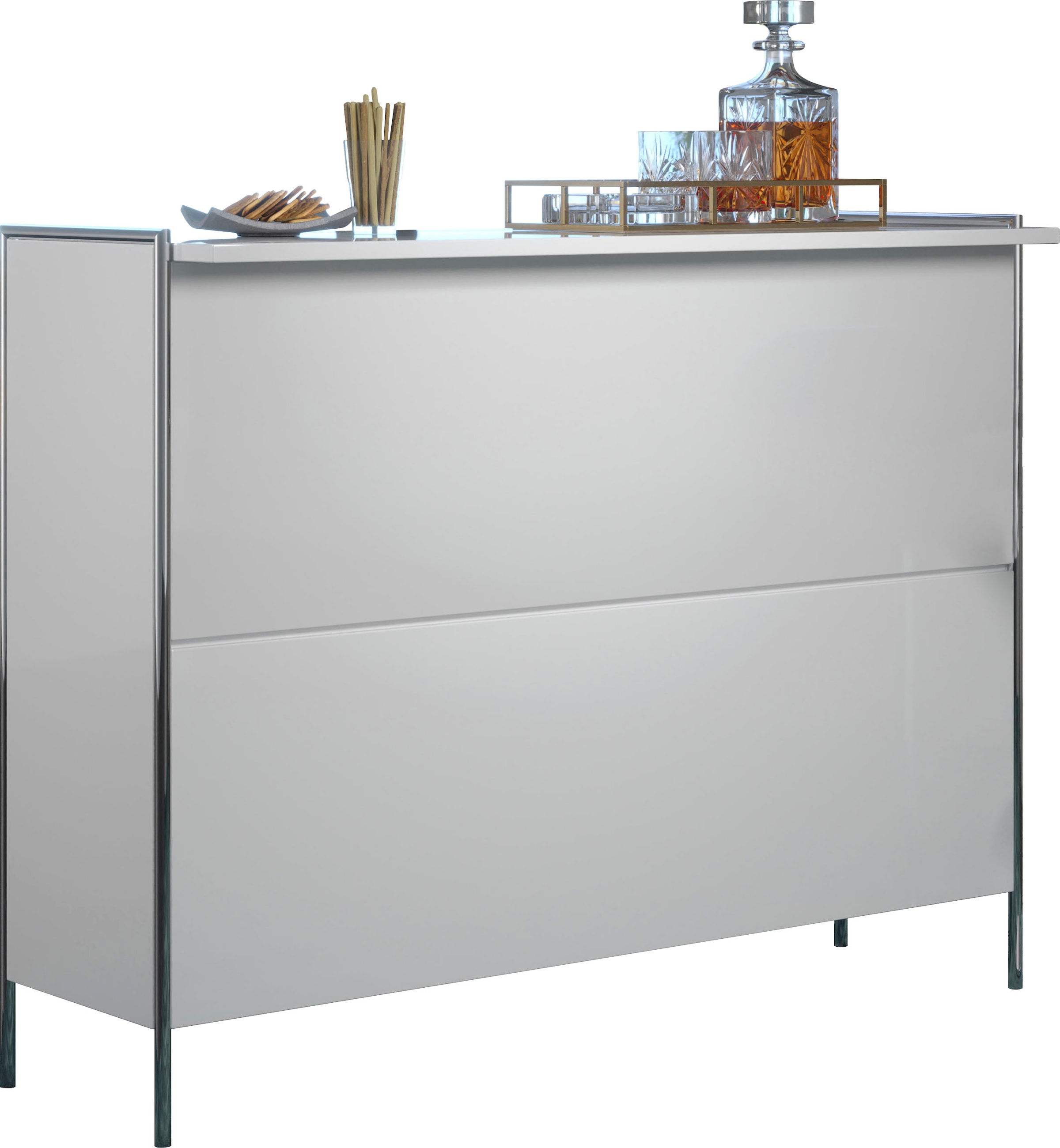 PLACES OF STYLE Tresentisch »Imperia« Mobile Bar mit Chromrahmen, viel Stauraum - (B/T/H) 140/48/109 cm