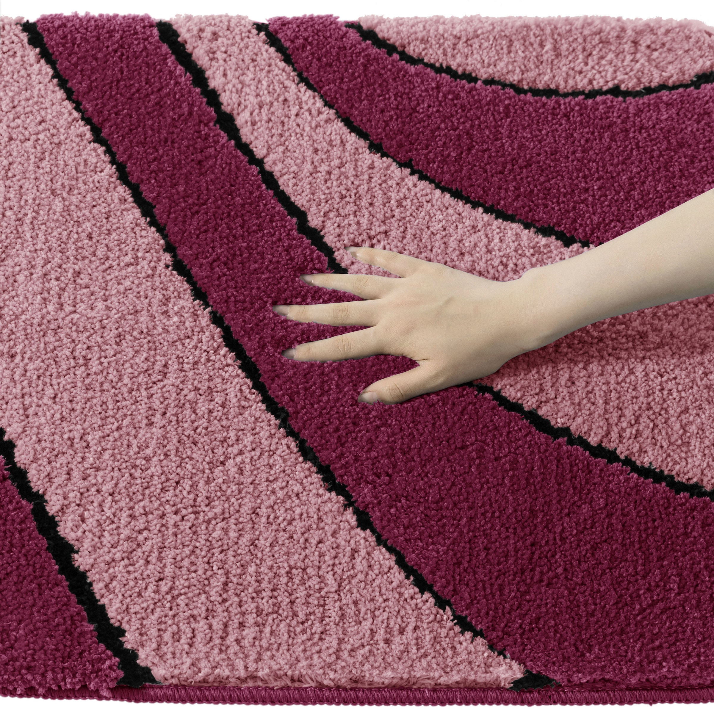 my home Badematte »Anna, Badvorleger, Badezimmer Teppich« Höhe 16 mm rutschhemmend beschichtet fussbodenheizungsgeeignet | schnell trocknend Badteppich, Hoch Tief Effekt, Modern, Weich, Wellen