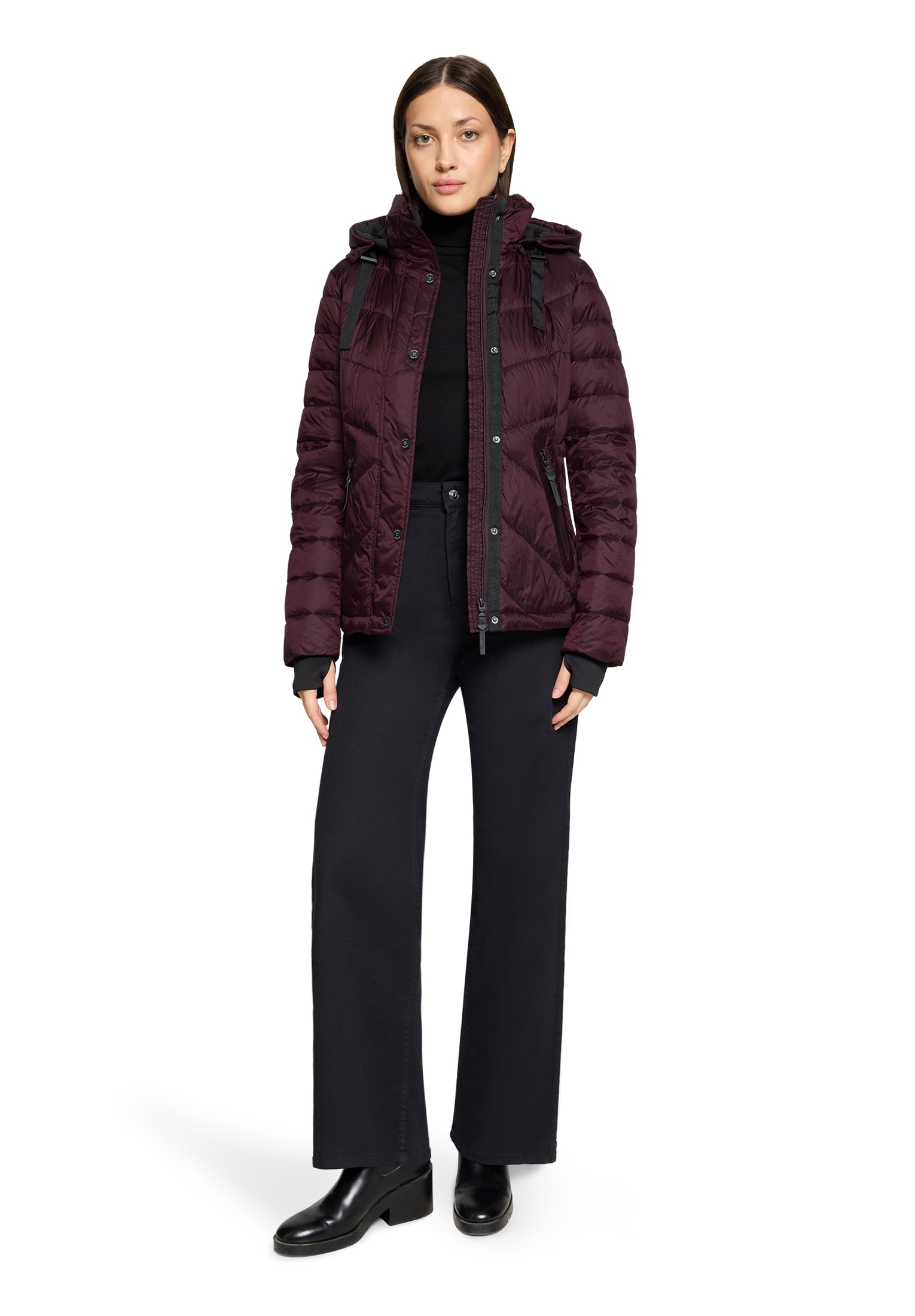 Gil Bret Steppjacke mit Kapuze mit abnehmbarer Kapuze und verdecktem Reissverschluss