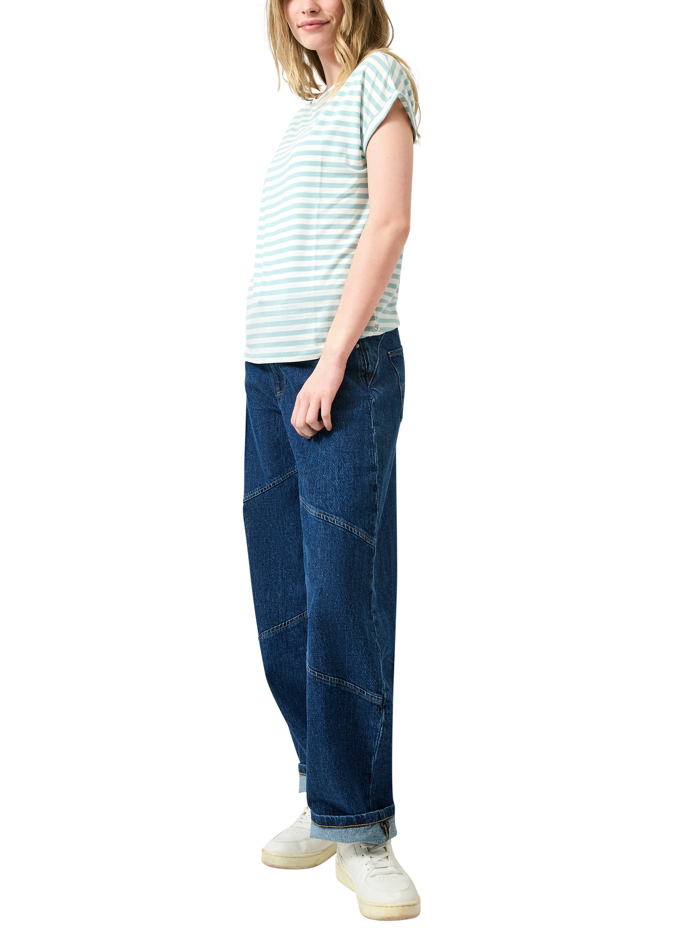 QS Kurzarmshirt im Streifen-Design