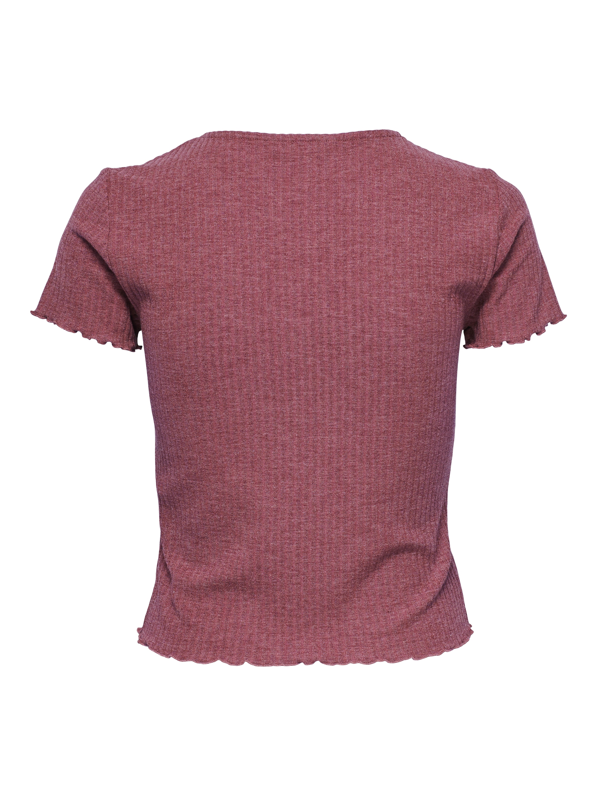 ONLY Shirt à col rond »ONLEMMA S/S SHORT TOP NOOS JRS« col rond, tendance, coupe régulière, bord ondulé, uni