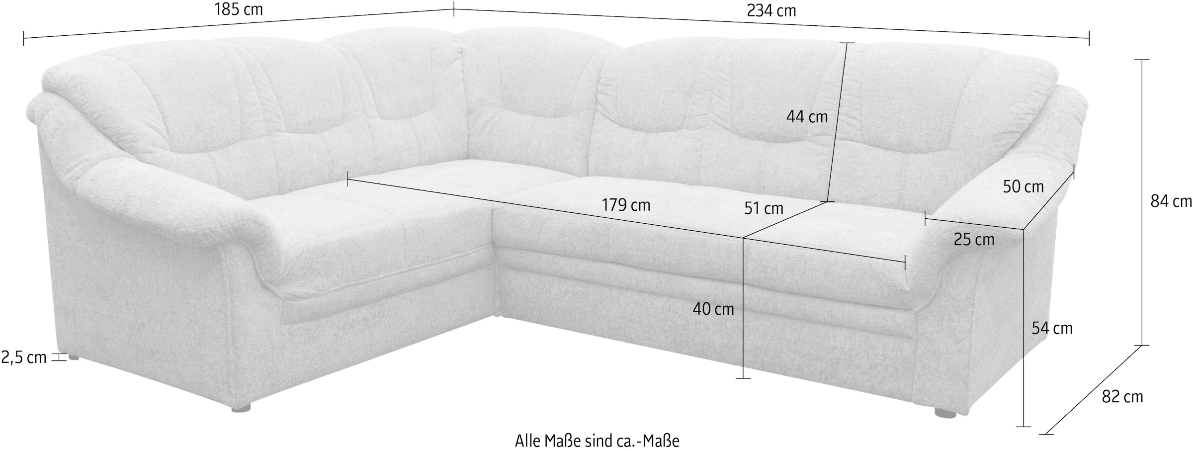 GOODproduct Canapé d'angle »Nyborg 234 x 185 cm, stabil, komfortabel, formschön mit Steppungen« Au choix avec fonction lit, en forme de L, matelassage moderne