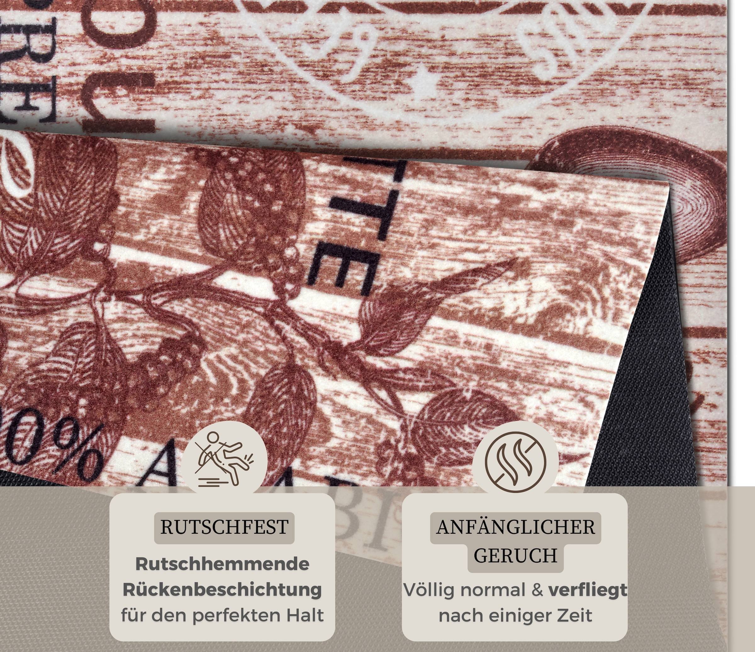 HANSE Home Chemin de cuisine »Delicious Coffee« Rectangulaire 8 mm Höhe Läufer, Rutschfest, Küchenteppich, Küche, Teppich, Pflegeleicht