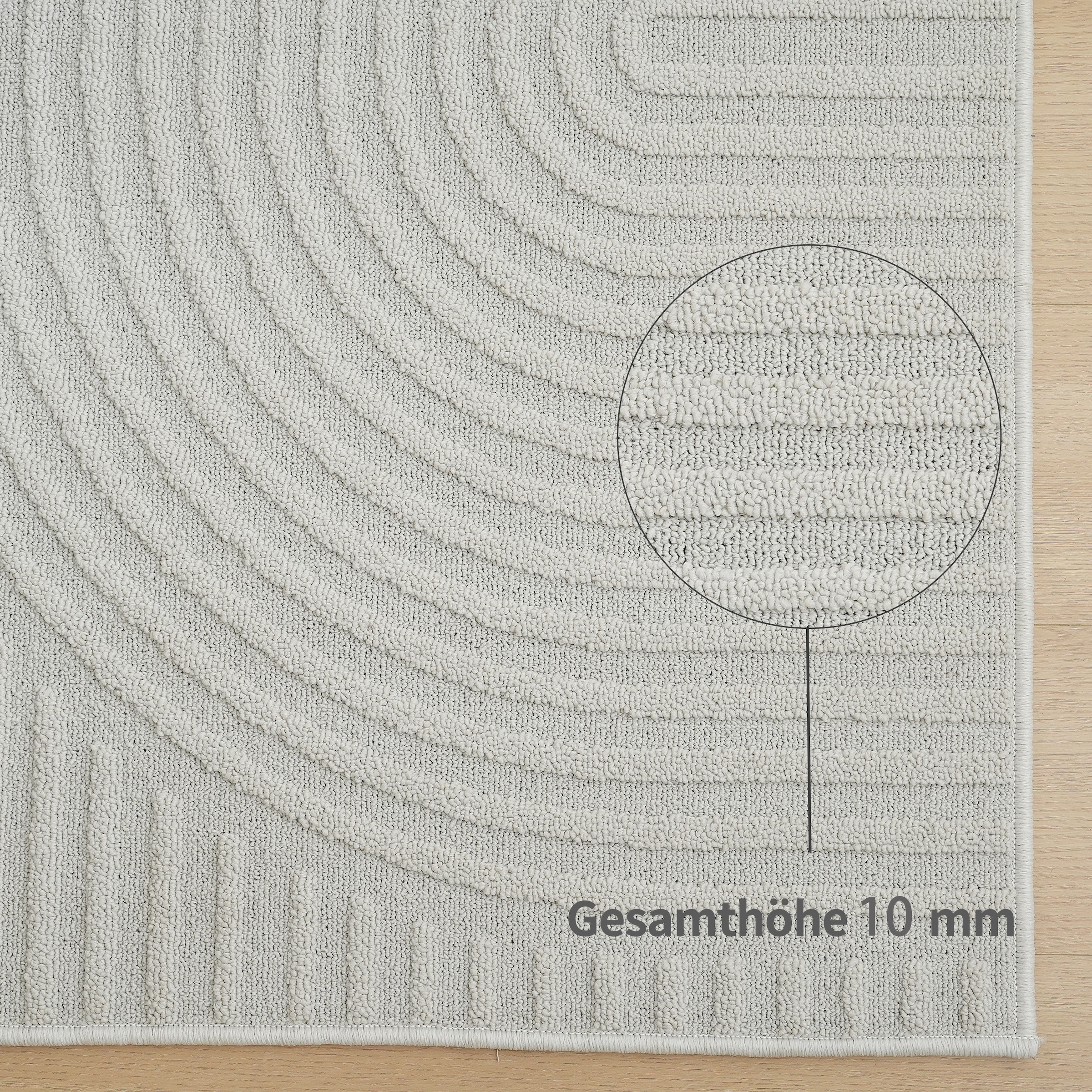 GOODproduct Tapis »Jola Hoch-Tief-Design, Scandi-Look, Zen« Rectangulaire 10 mm Höhe Boho, Modern, 3D, Wohnzimmer, Schlafzimmer, wasserabweisend