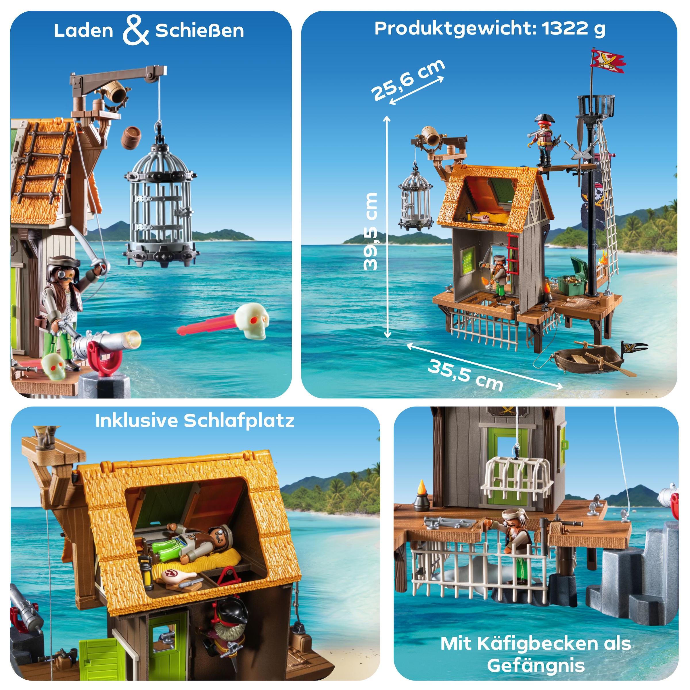 Playmobil® Jeu de construction »Piratenhafen mit Seeräuber-Gefängnis (71792), Playmobil Pirates« Made in Germany