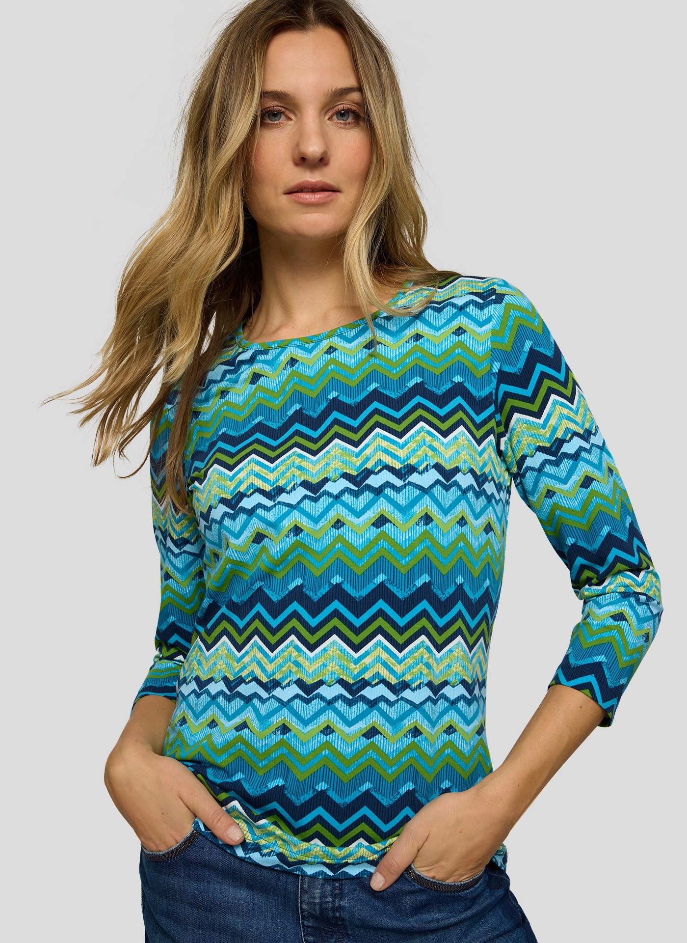 Rabe T-shirt à manches 3/4 mit grafischem Muster