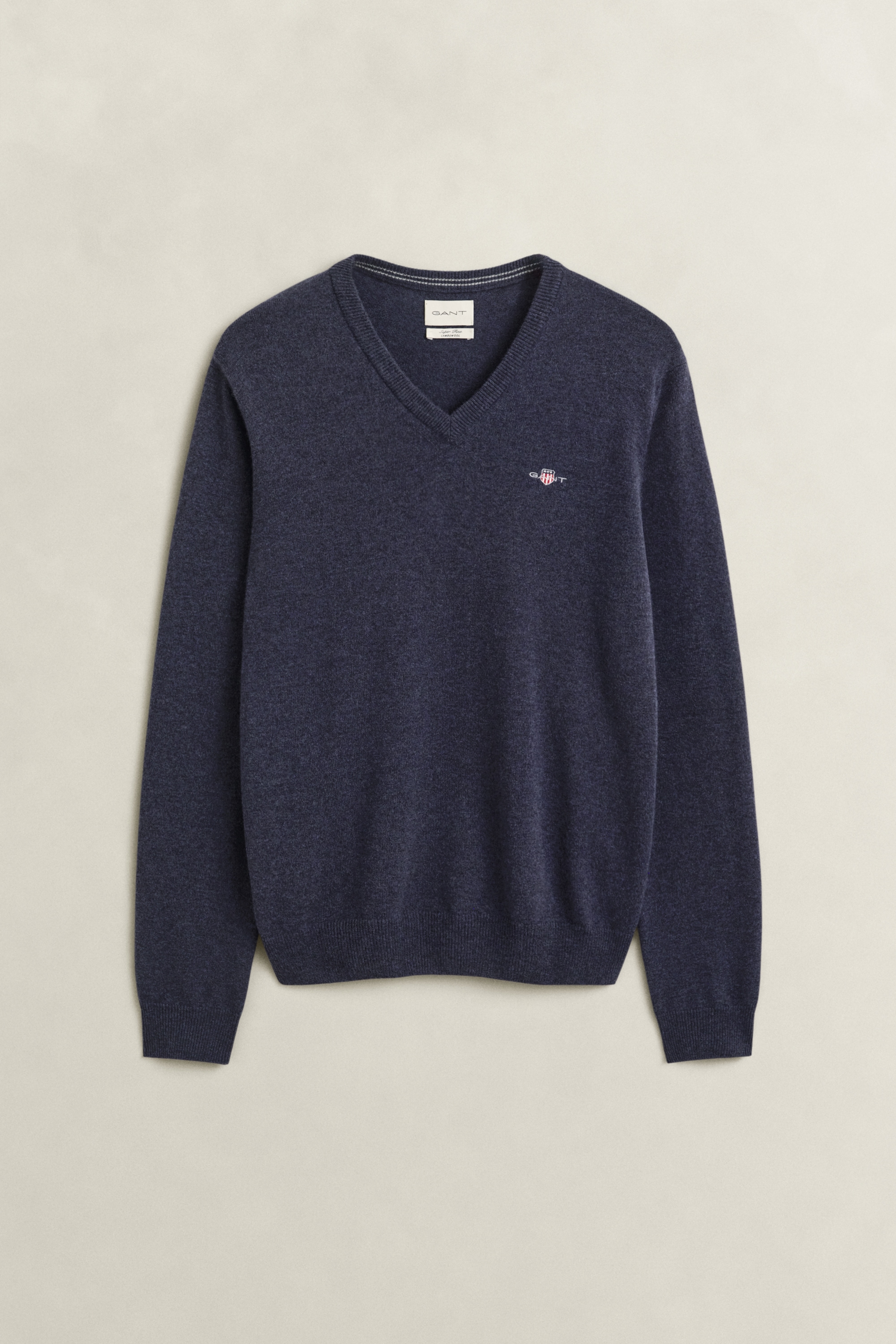 Gant Pull col V »SUPERFINE LAMBSWOOL V-NECK« coupe régulière, finitions côtelées