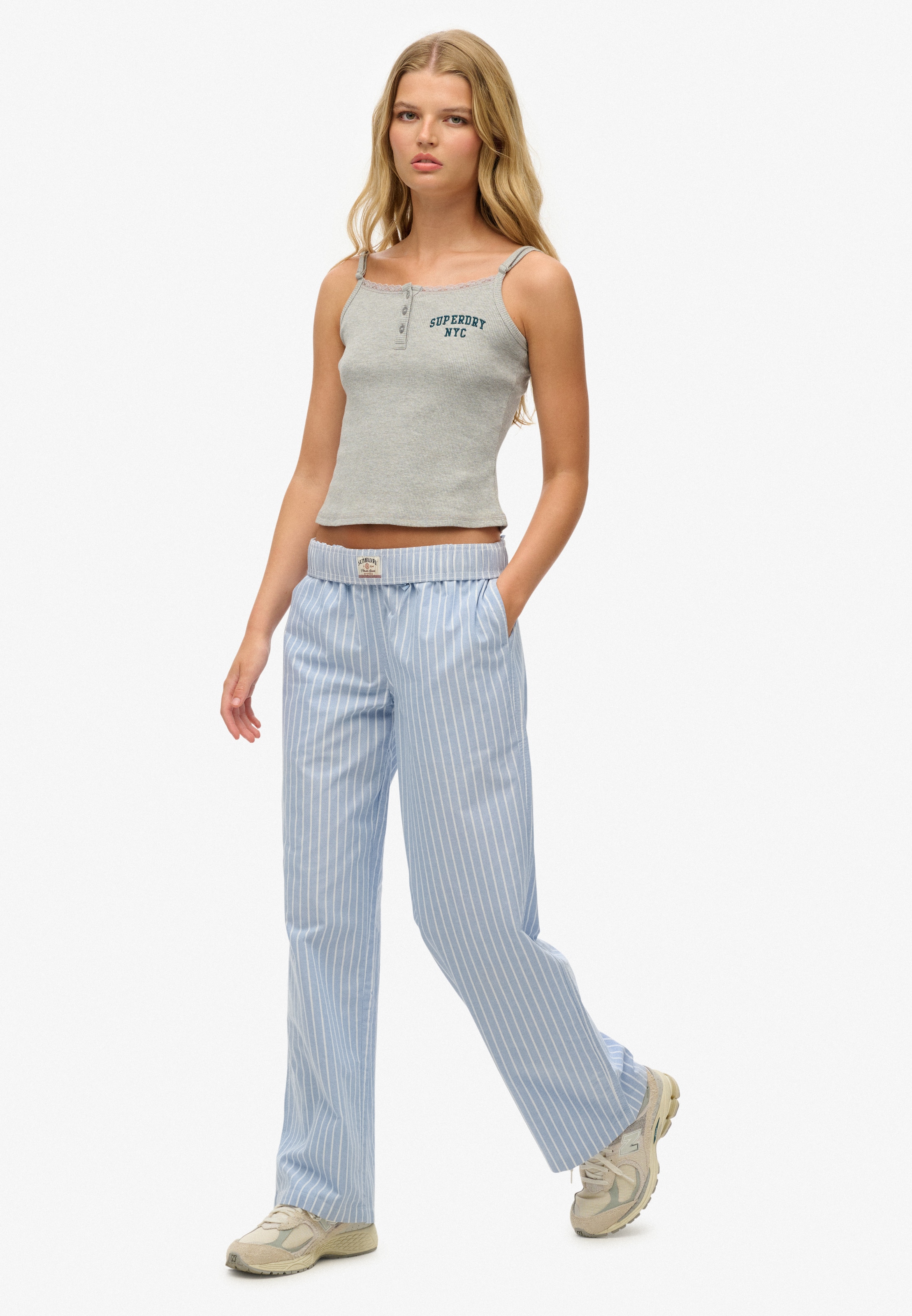 Superdry Pantalon cargo »COTTON STRIPE ELASTIC TROUSER«  en coton et jersey, coupe décontractée, aspect rayé
