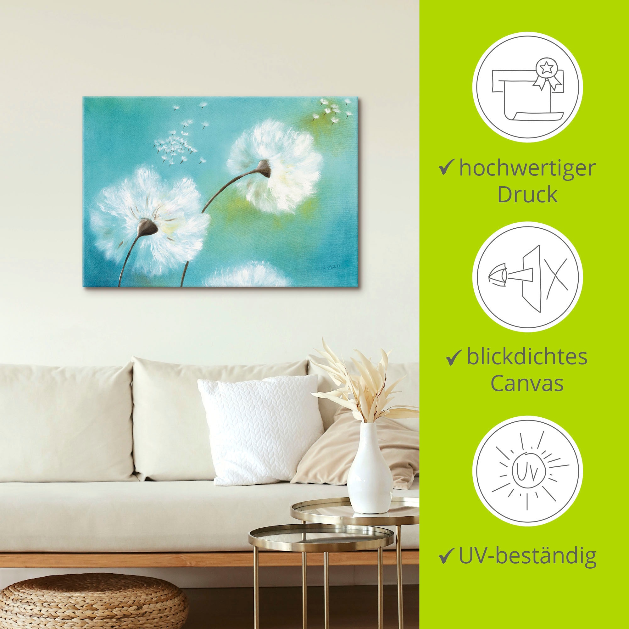 Artland Tableau sur toile »Pusteblumen« 1 cuis tlg. auf Holzrahmen gespannt