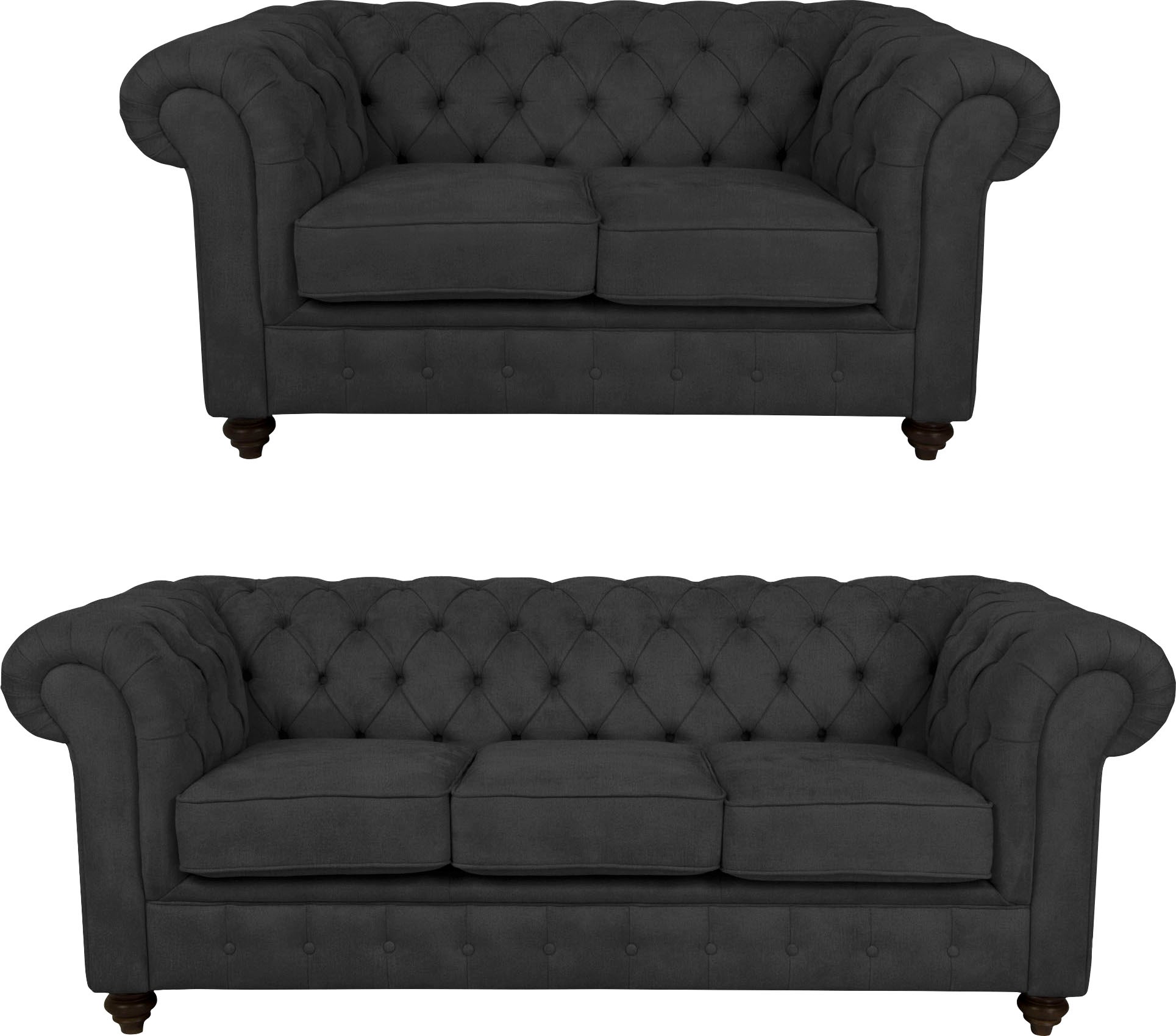 Home affaire Sitzgruppe »Duc« Bestehend aus 2-Sitzer und 3-Sitzer, Knopfheftung im Rücken