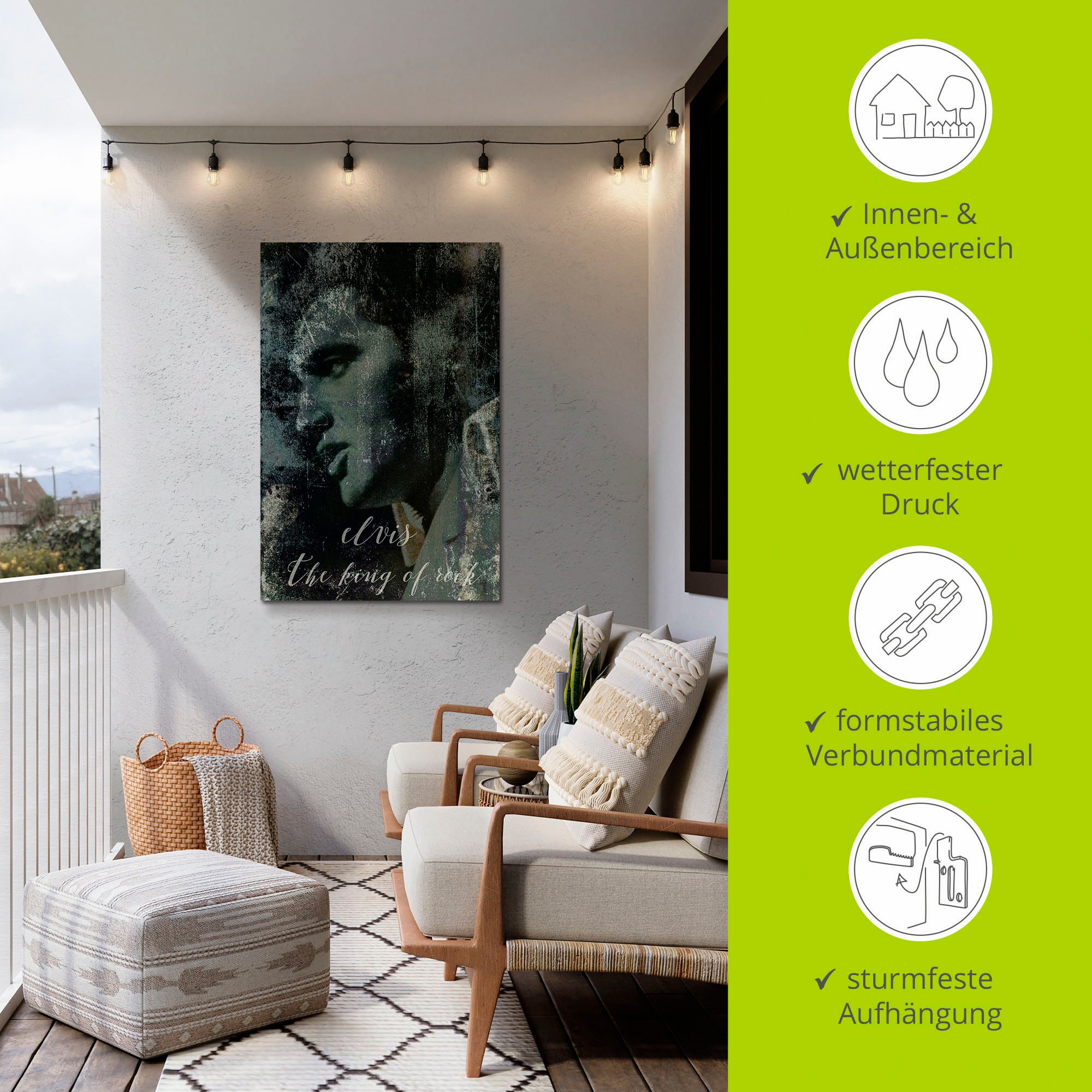 Artland Fresque murale »Elvis the King« 1 cuis tlg. als Alubild, Outdoorbild, Leinwandbild, Poster, Wandaufkleber