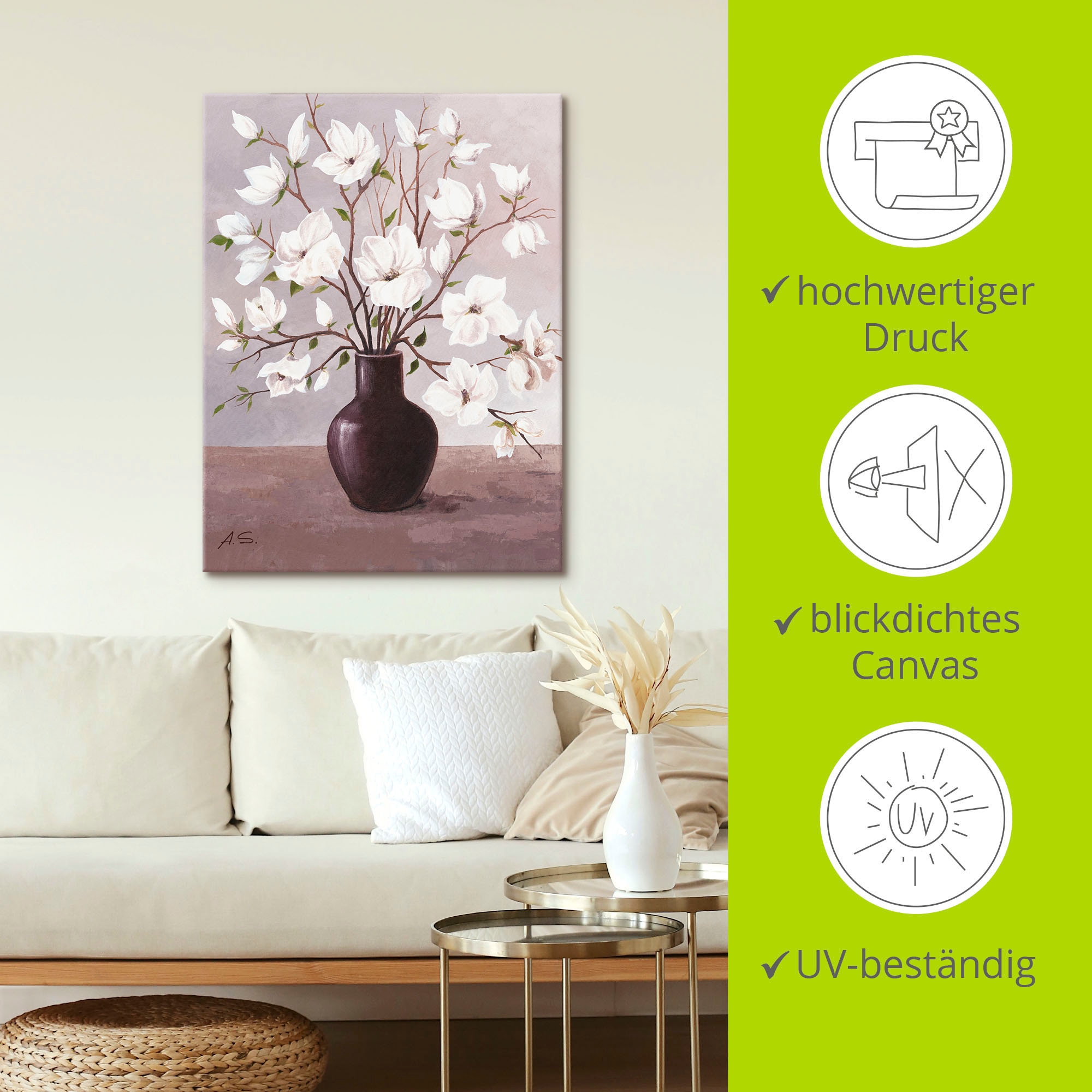 Artland Tableau sur toile »Magnolien« 1 cuis tlg. auf Holzrahmen gespannt