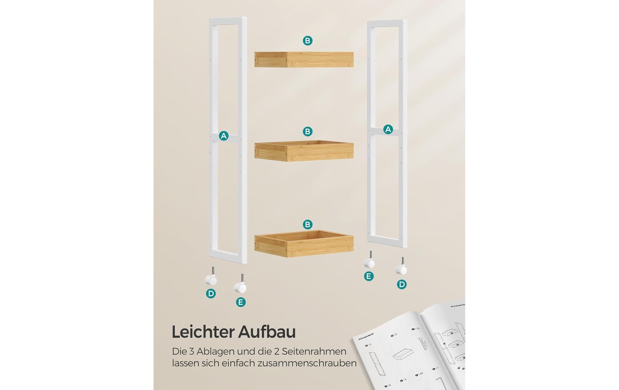 SONGMICS Regal »mit 3 Ebenen 30 x 20 x 80 cm«