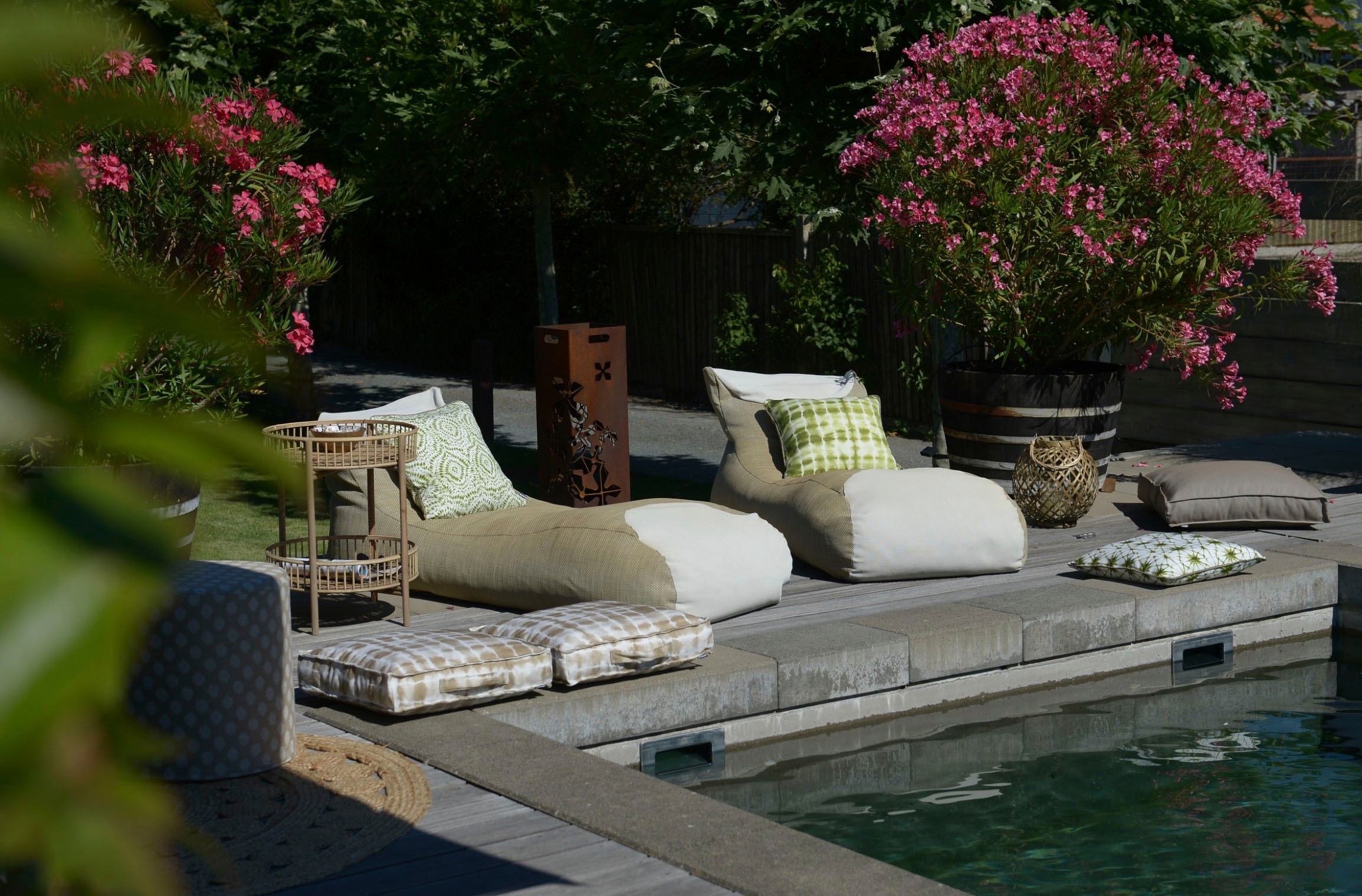 H.O.C.K. Dekokissen »Badu Batik Saphire Outdoor« mit Keder, Kissenhülle mit Füllung, 1 Stück